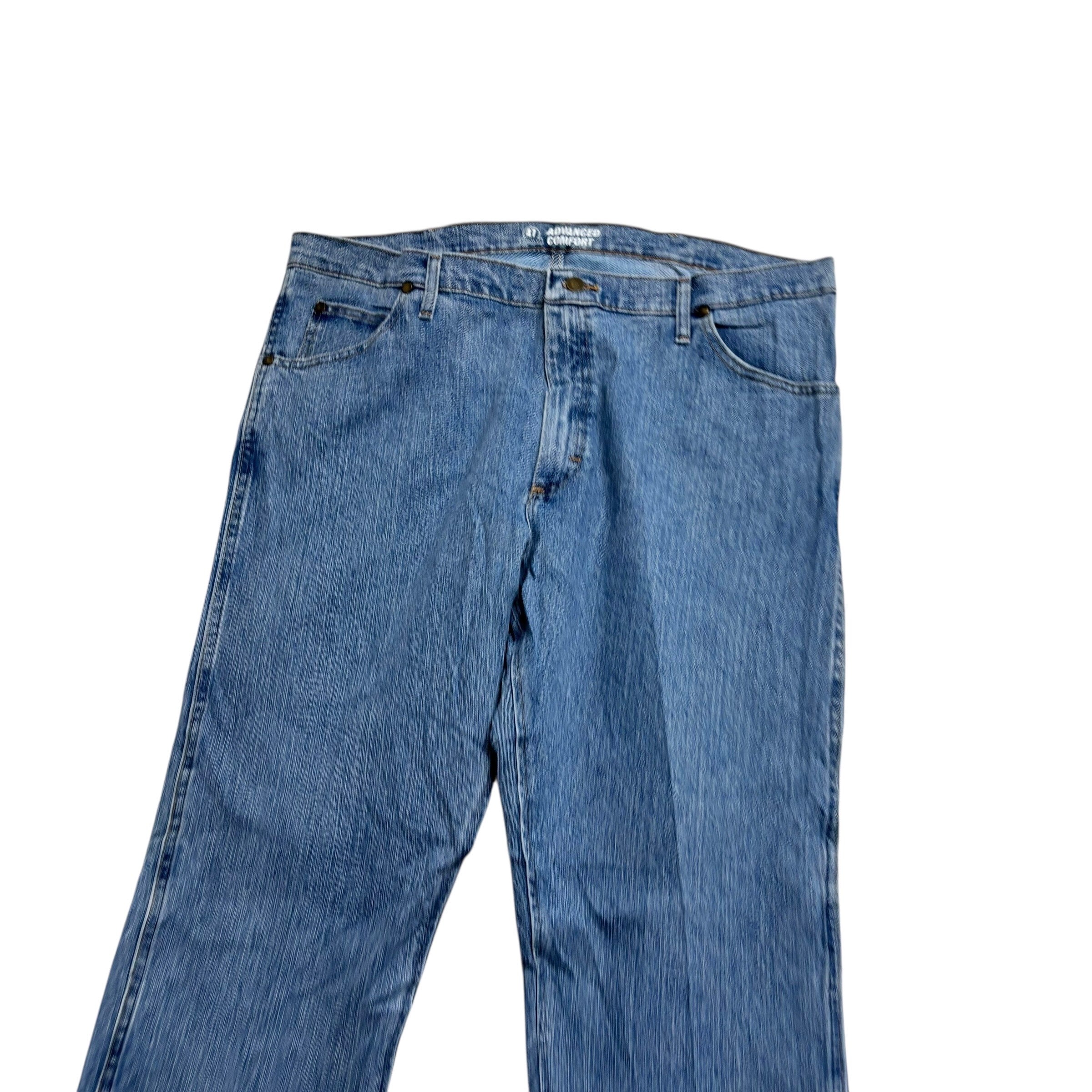 Wrangler Starched Jeans Cowboy Cut W40 L30 Mens Blue Advanced Comfort Regular