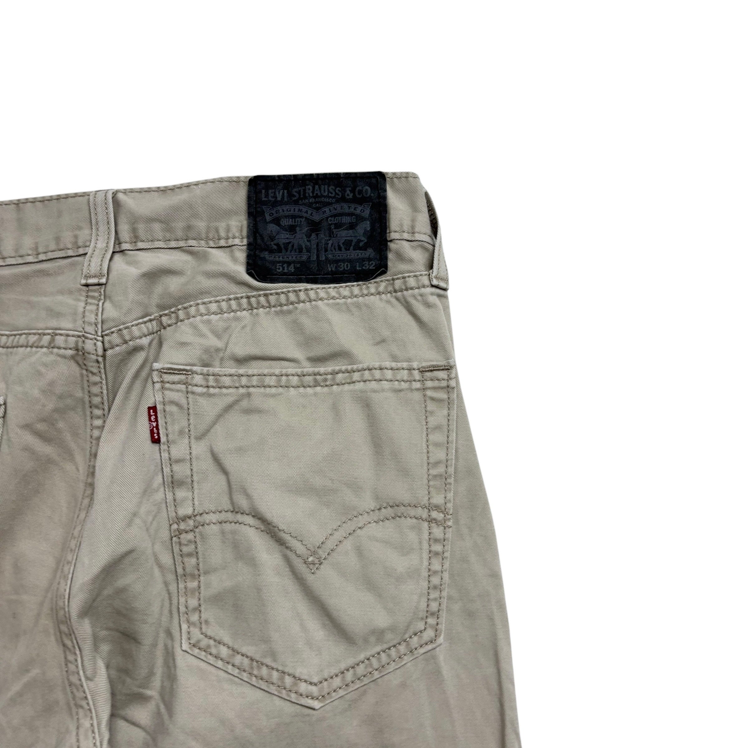 Levis 514 Trousers W30 L31 Mens Beige Cream Regular Straight Fit Pants (E)