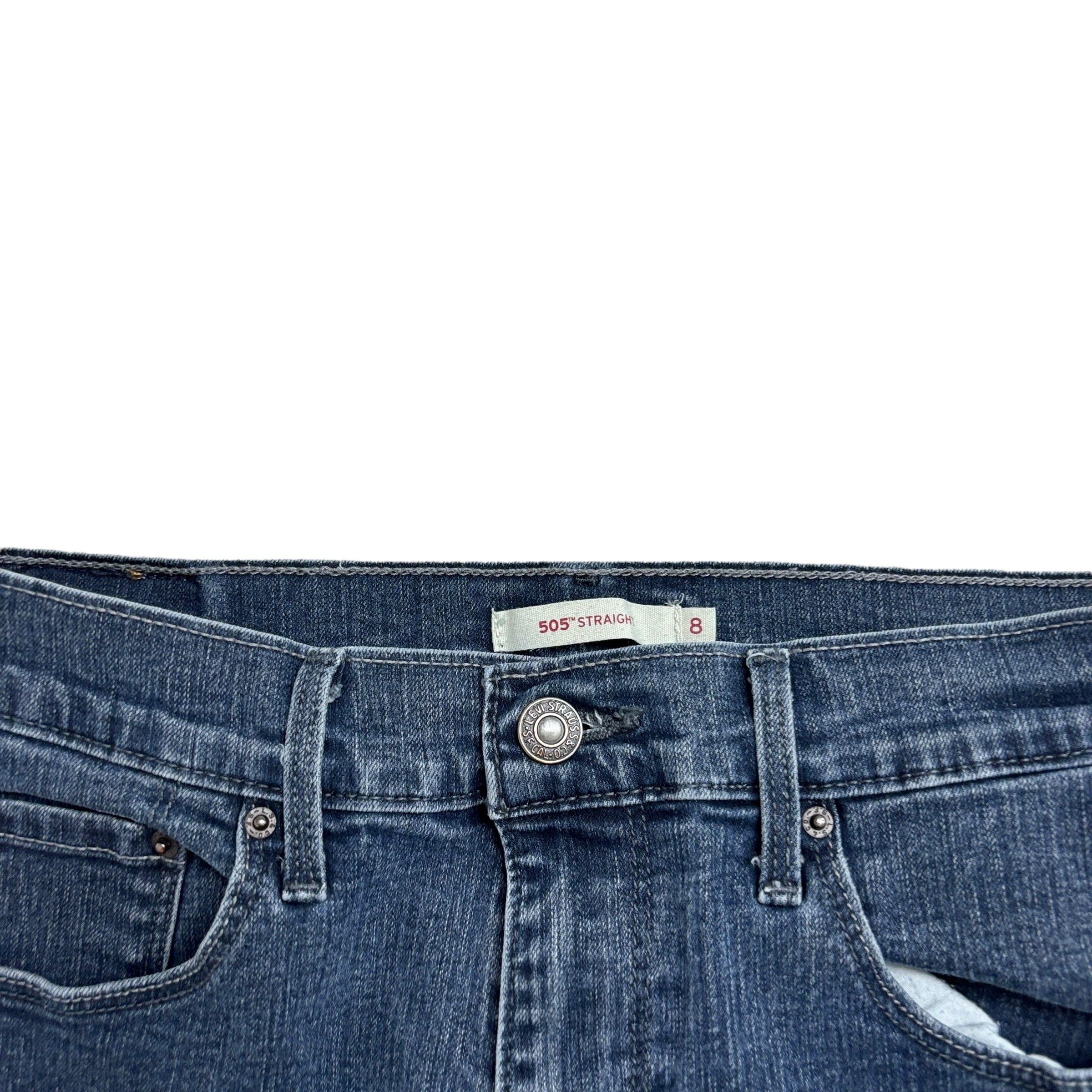 Levis 505 Jeans W29 L33 Womens Navy Blue Regular Straight Fit Stretch Denim