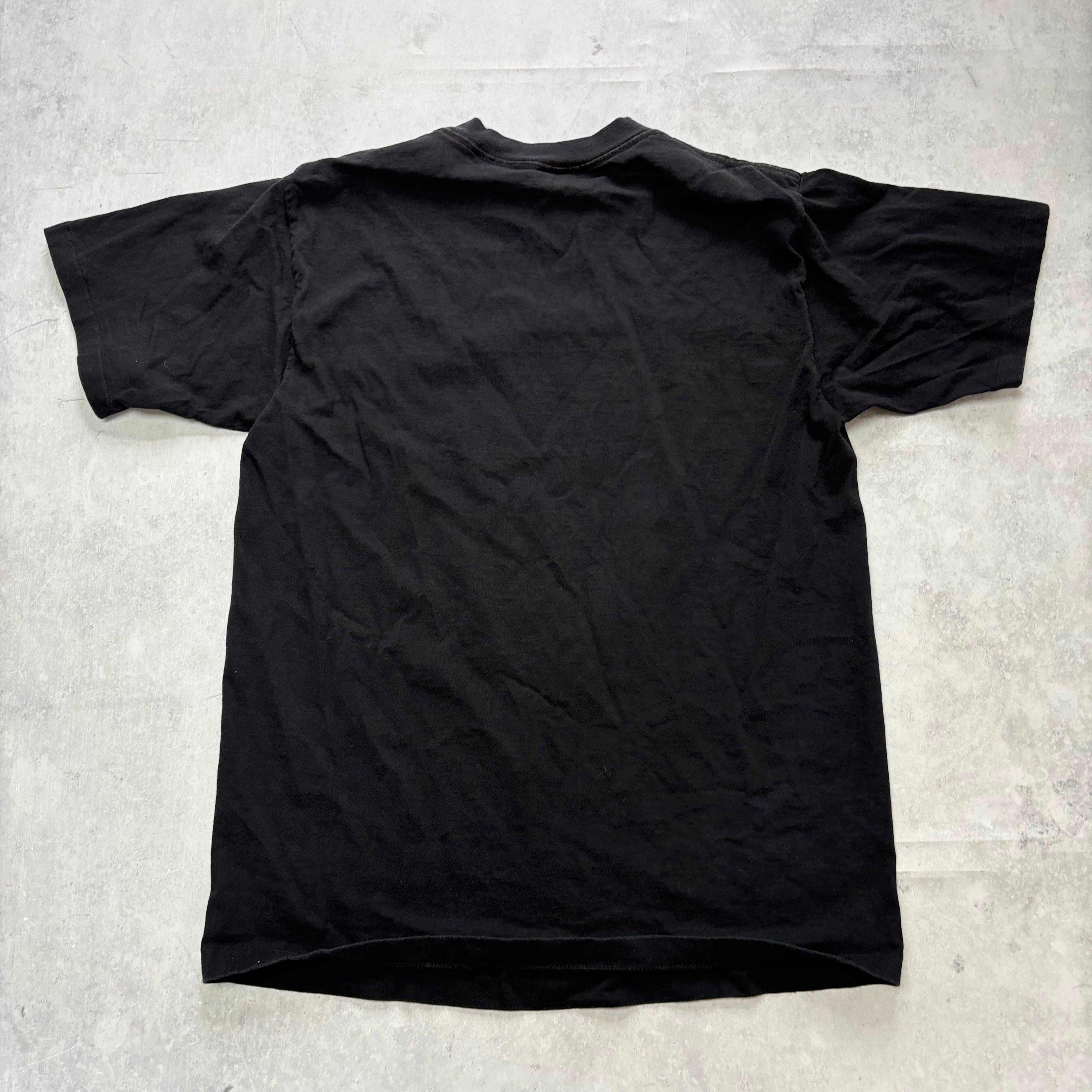 Vintage T Shirt Mens Medium Black Single Stitch Graphic Print 90s Owl (E)