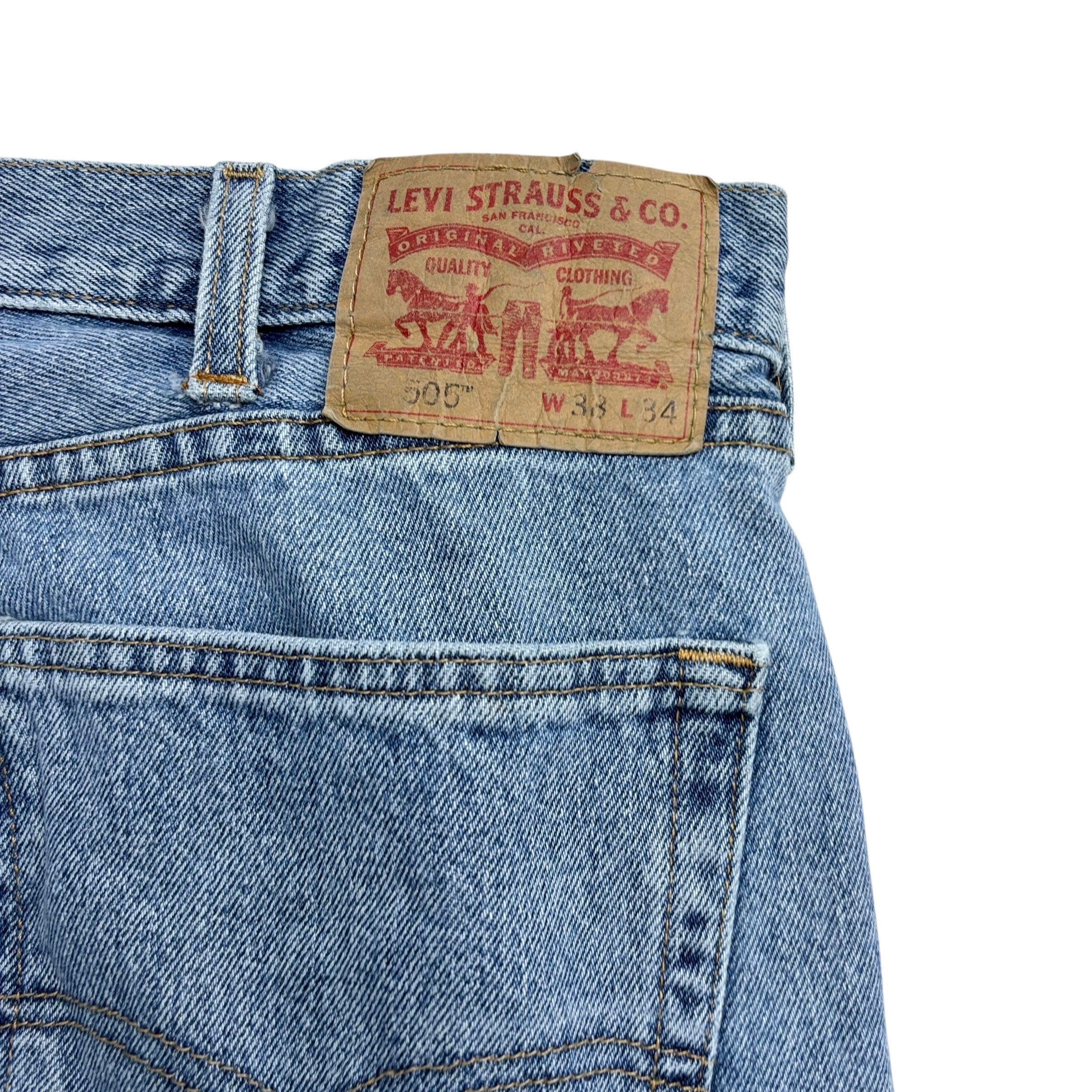 Levis 505 Jeans W38 L34 Mens Light Blue Regular Straight Fit Denim