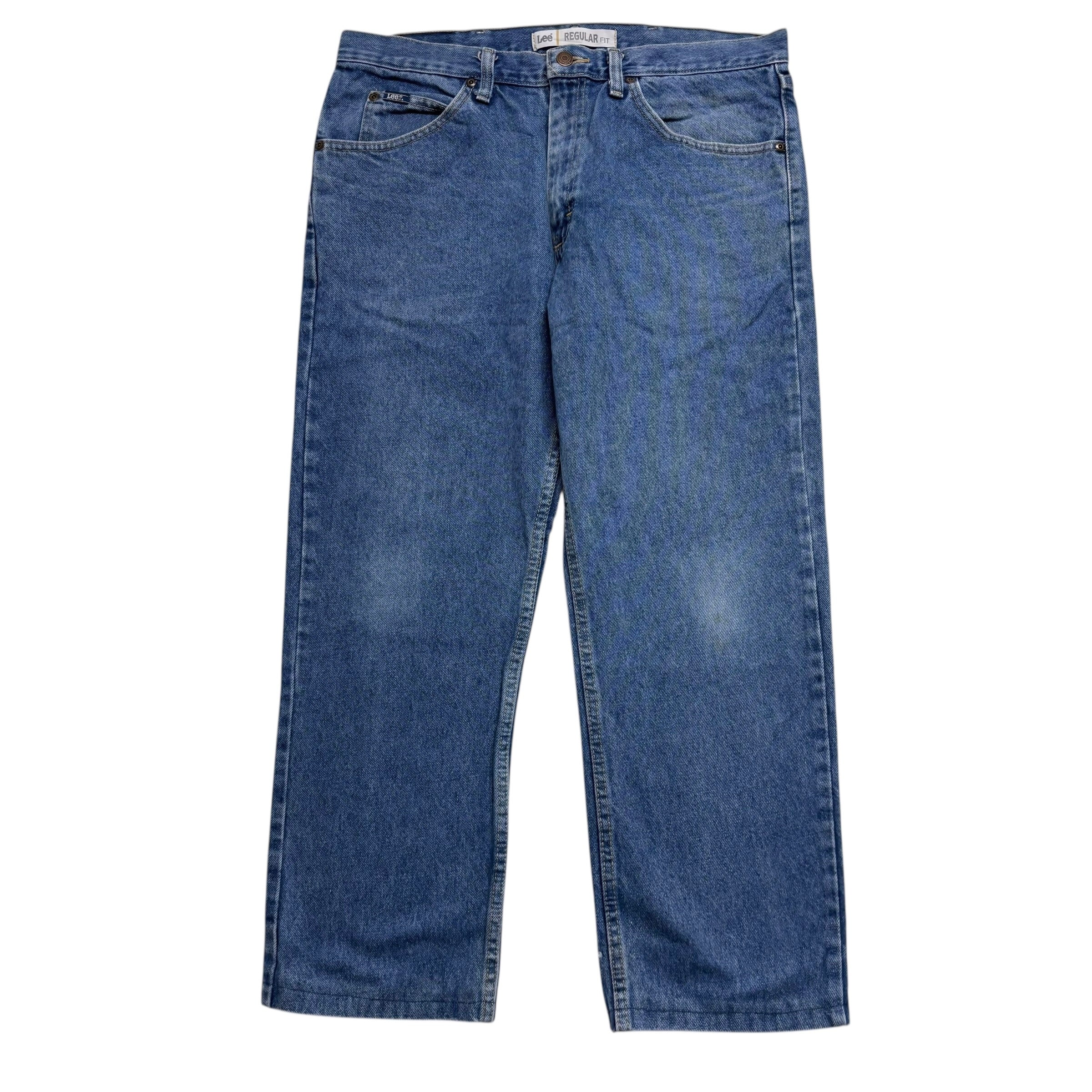 Lee Jeans W35 L27 Mens Mid Blue Regular Straight Fit Vintage Denim