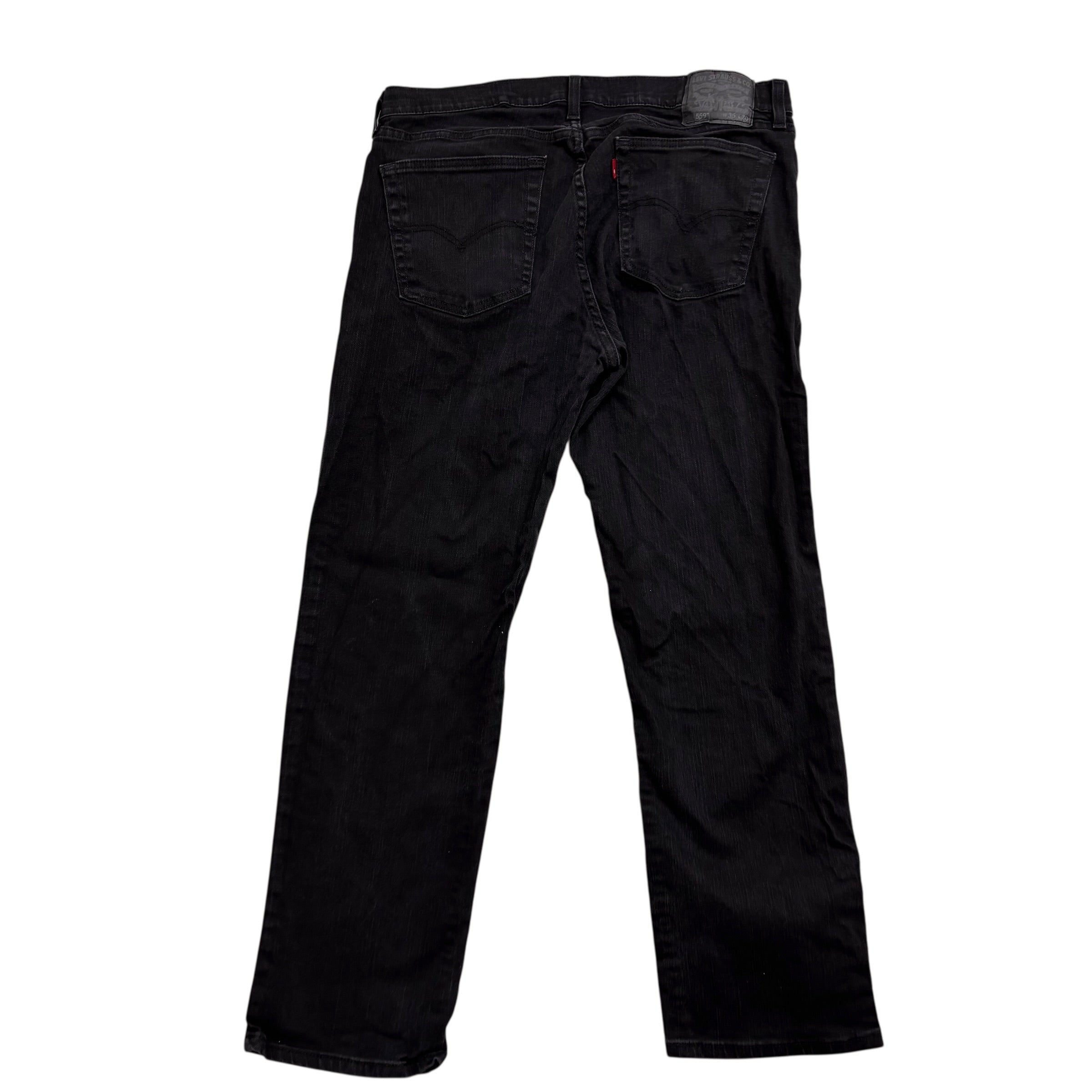 Levis 559 Jeans W36 L30 Mens Black Regular Straight Fit Stretch Denim (E)