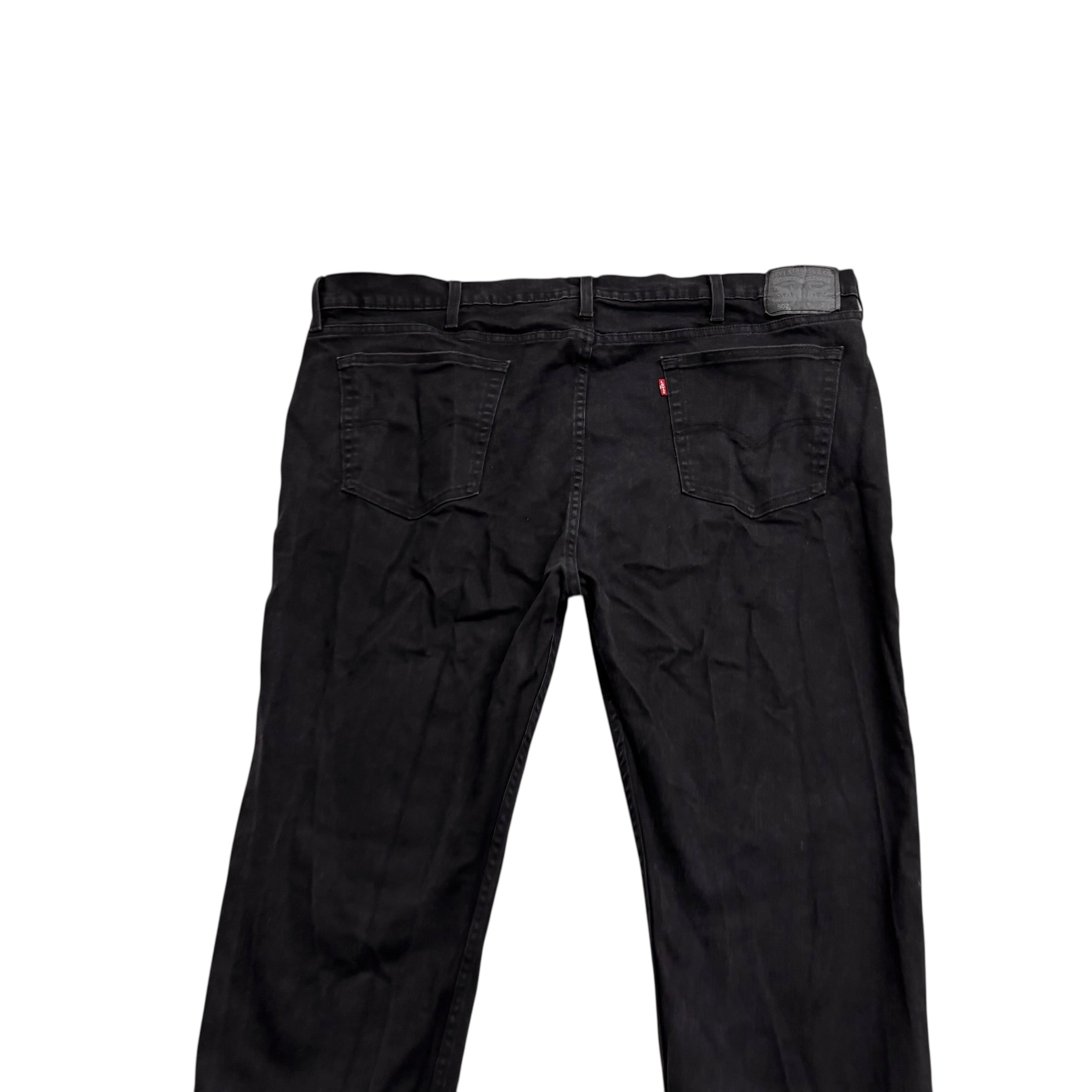 Levis 502 Jeans W48 L31 Mens Black Regular Tapered Fit Stretch Denim (E)