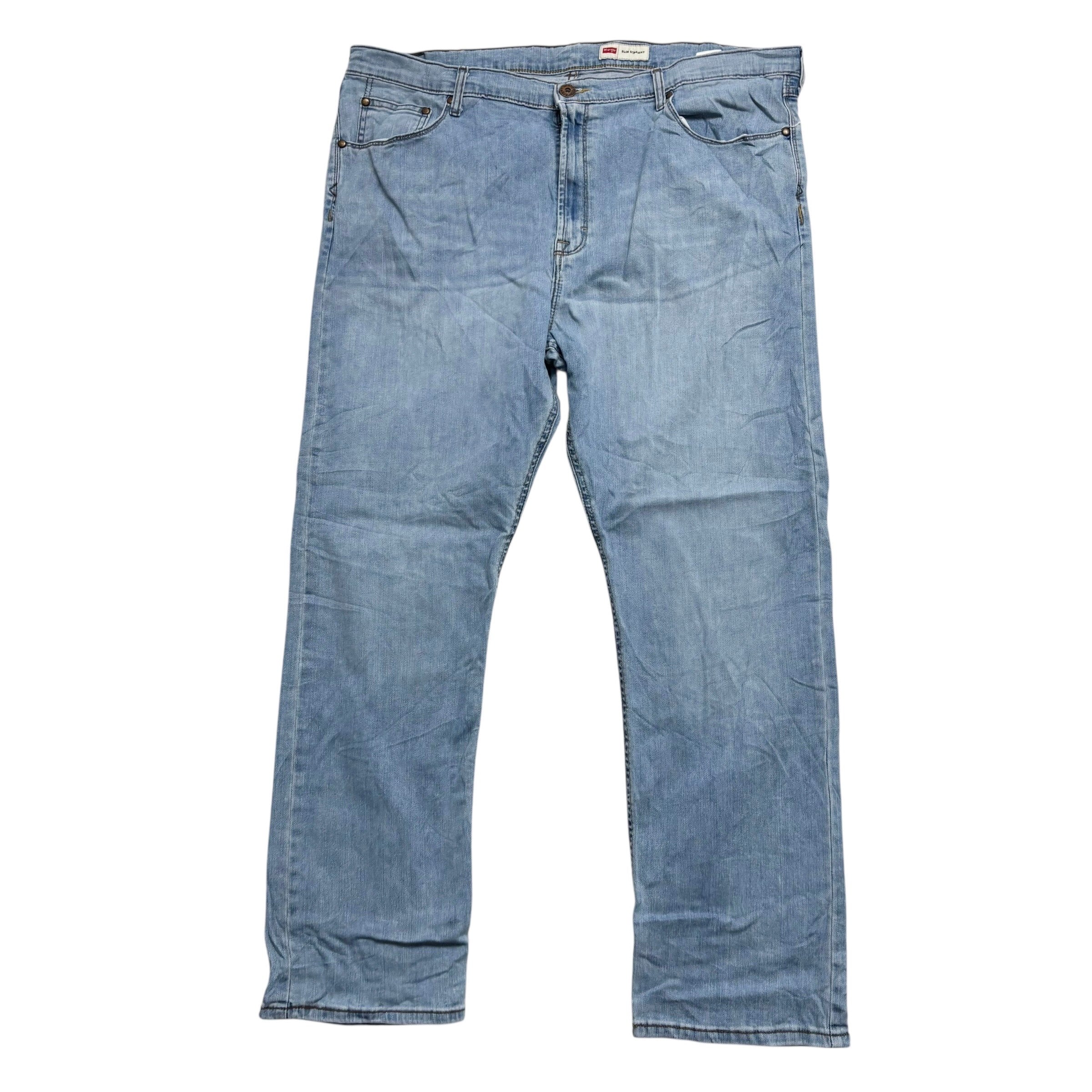 Wrangler Jeans W42 L30 Mens Light Blue Slim Straight Fit Stretch Denim (E)