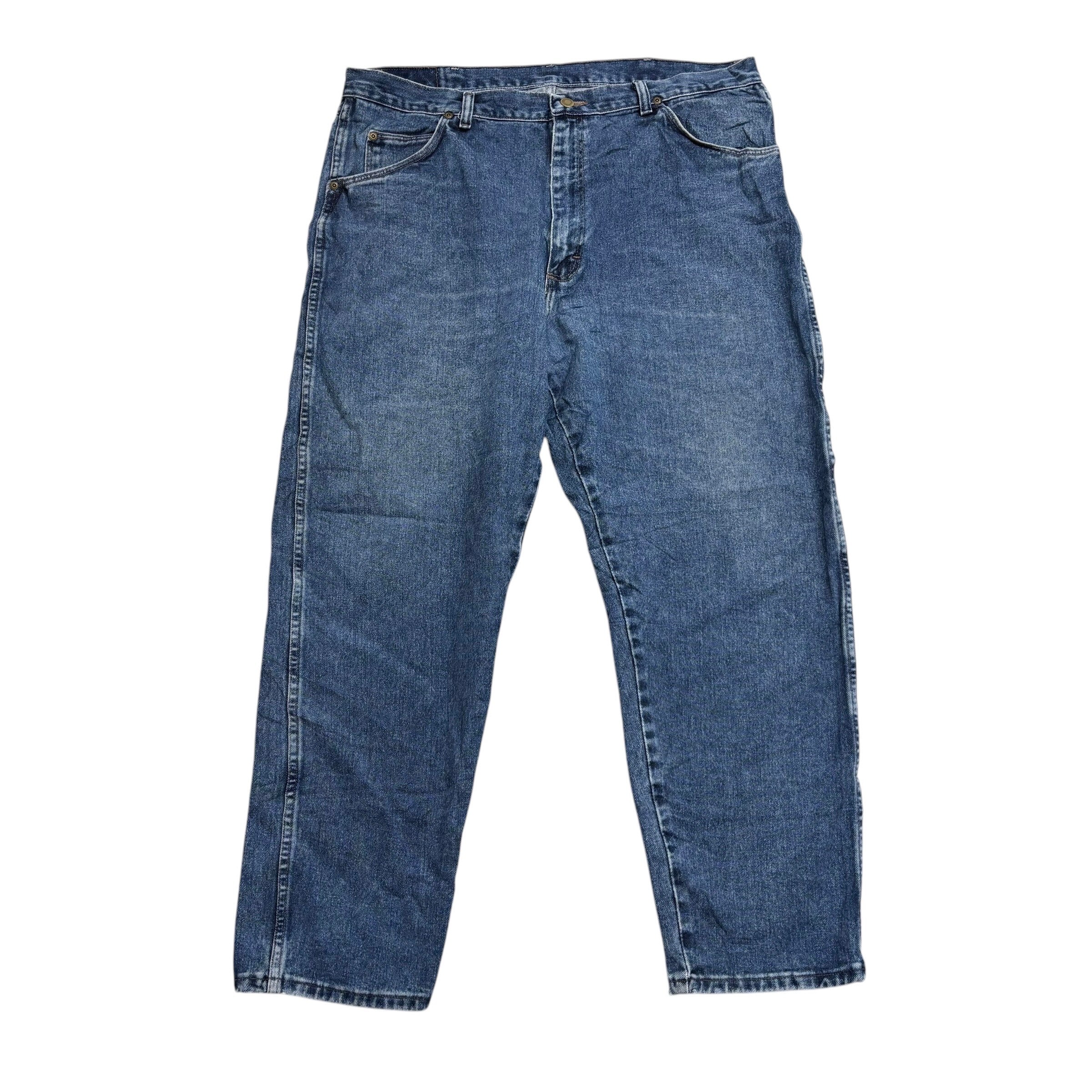Wrangler Jeans W40 L30 Mens Mid Blue Relaxed Tapered Fit Vintage Denim (E)