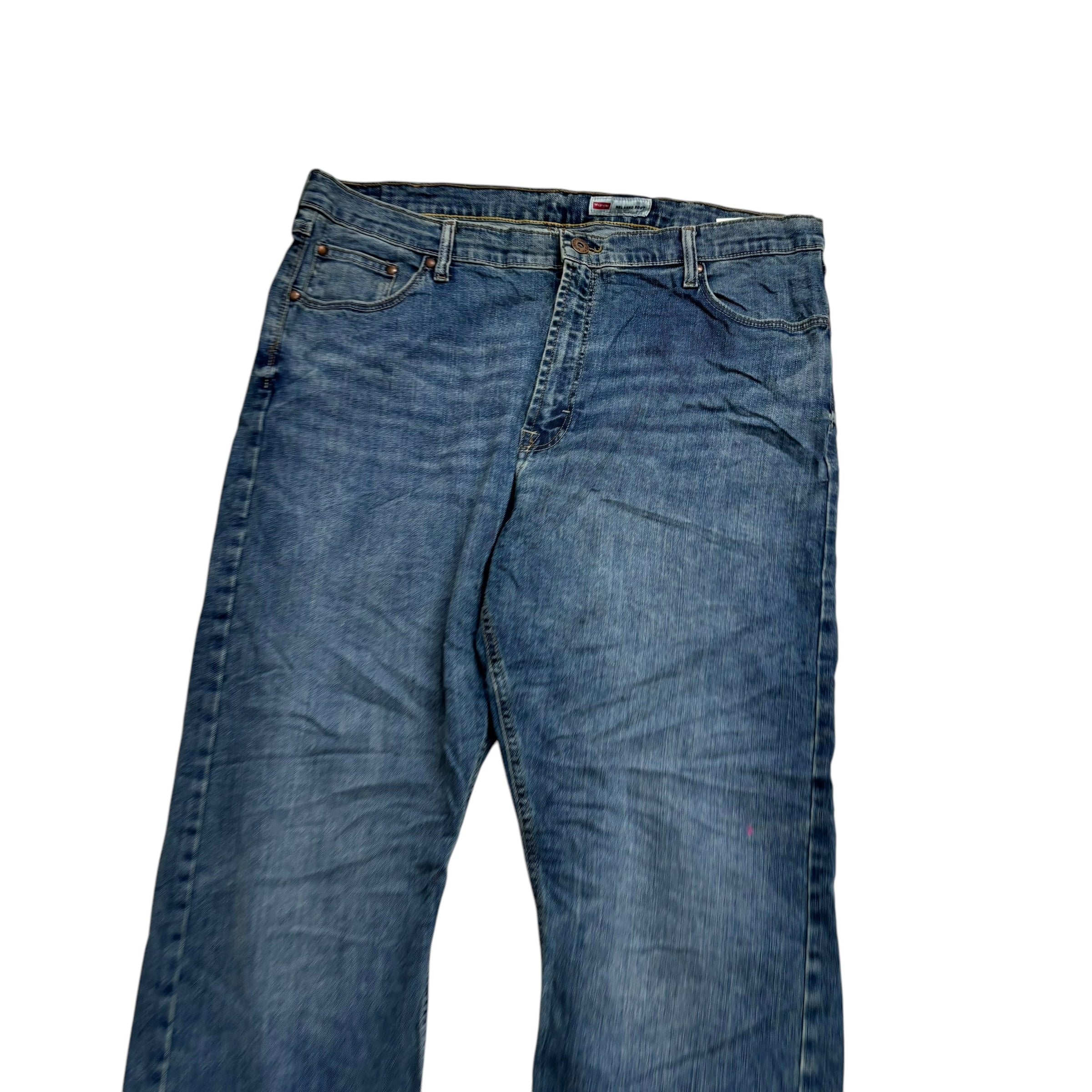 Wrangler Jeans W40 L30 Mens Mid Blue Relaxed Bootcut Fit Stretch Denim (E)