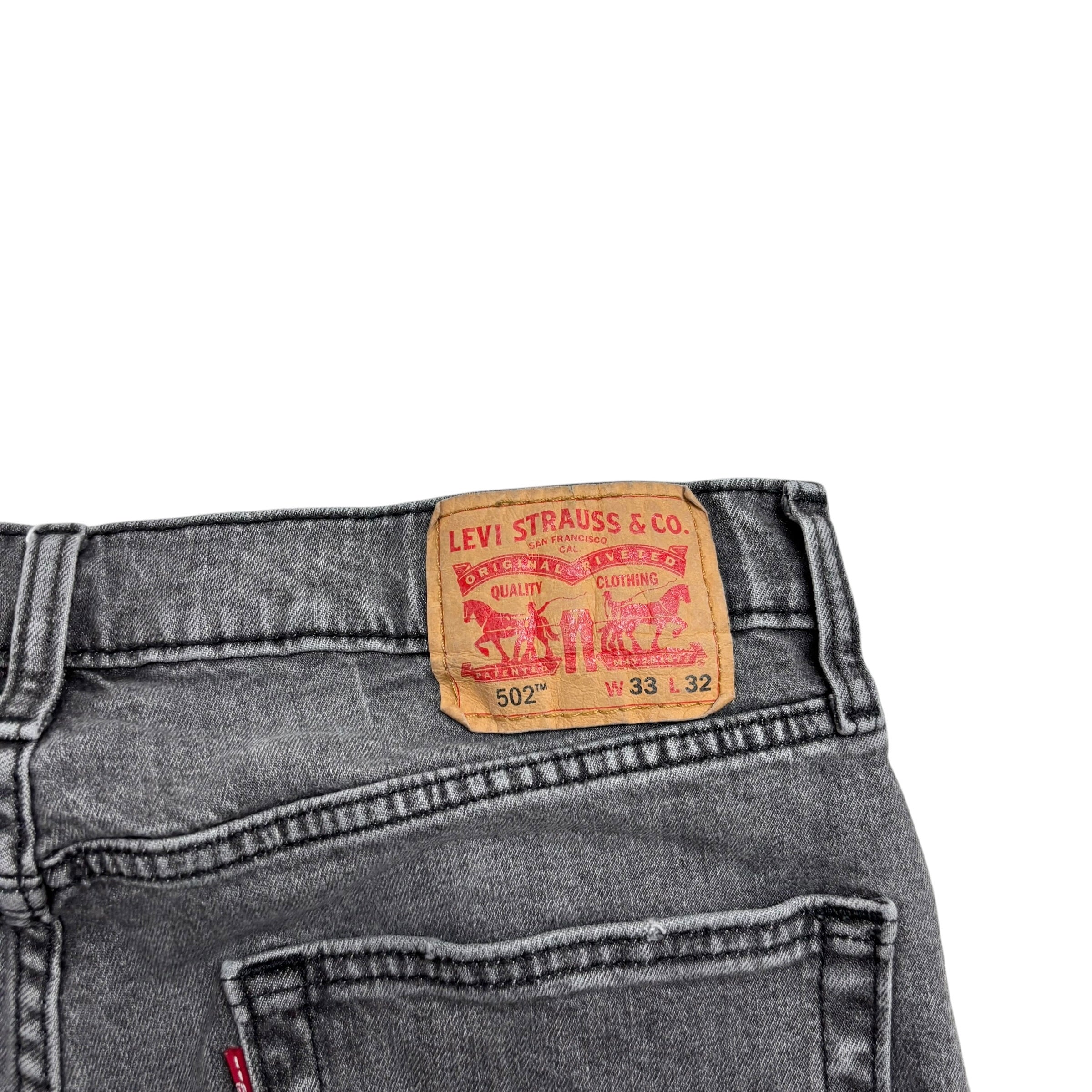 Levis 502 Jeans W32 L30 Mens Grey Regular Taper Fit Stretch Denim (E)