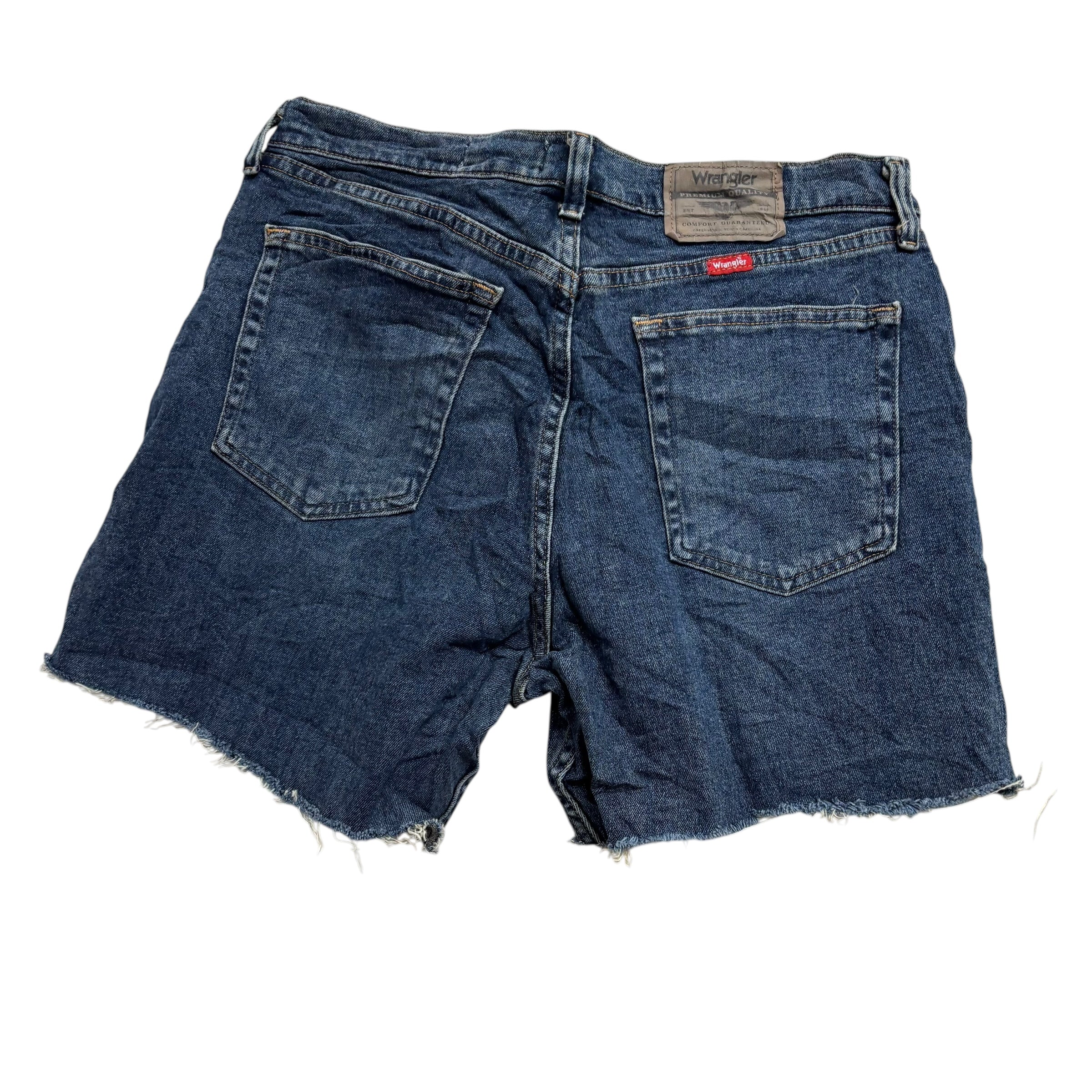 Wrangler Denim Shorts W32 Mens Dark Blue 5in Regular Fit Cut Off Stretch