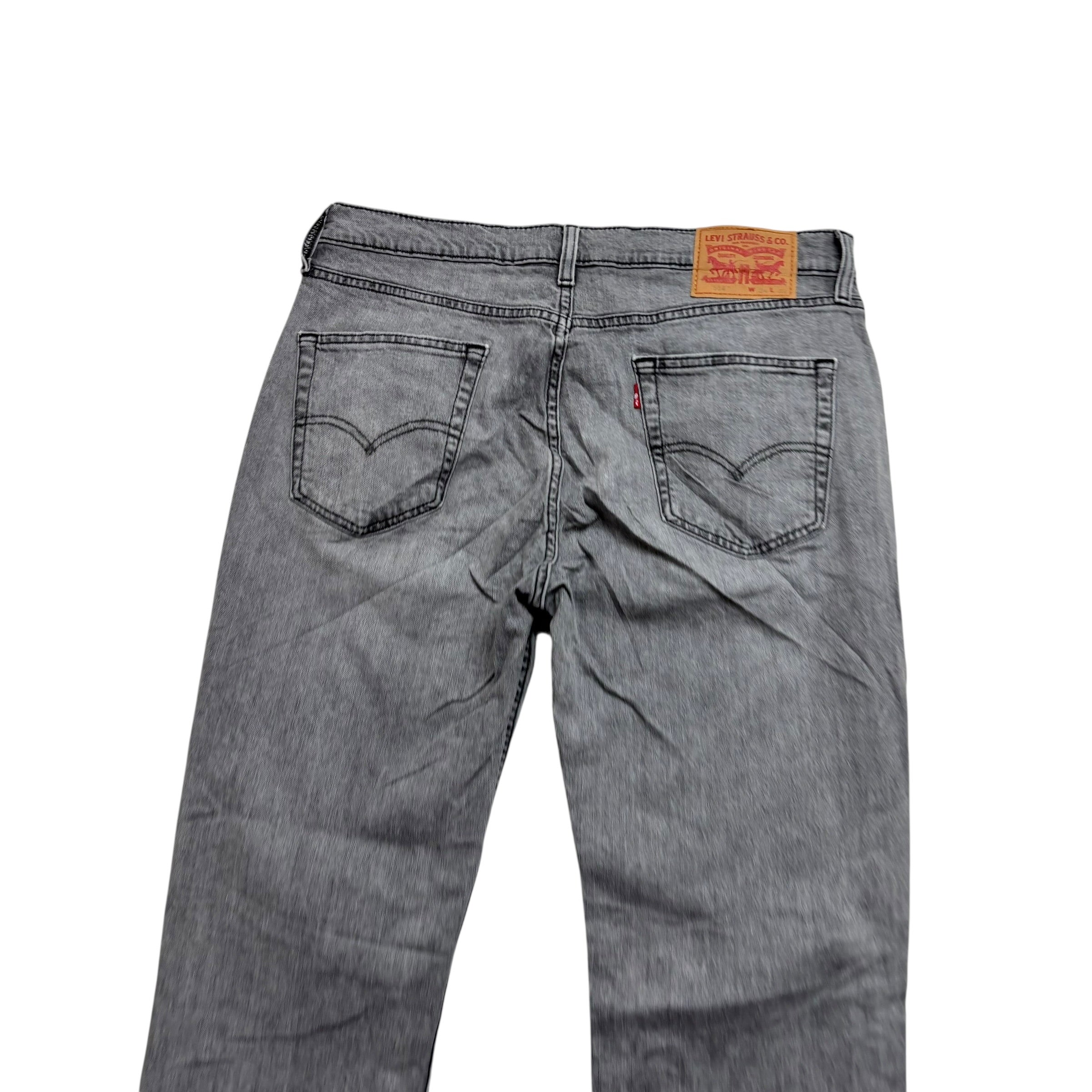 Levis 514 Jeans W34 L32 Mens Grey Regular Straight Fit Stretch Denim (E)