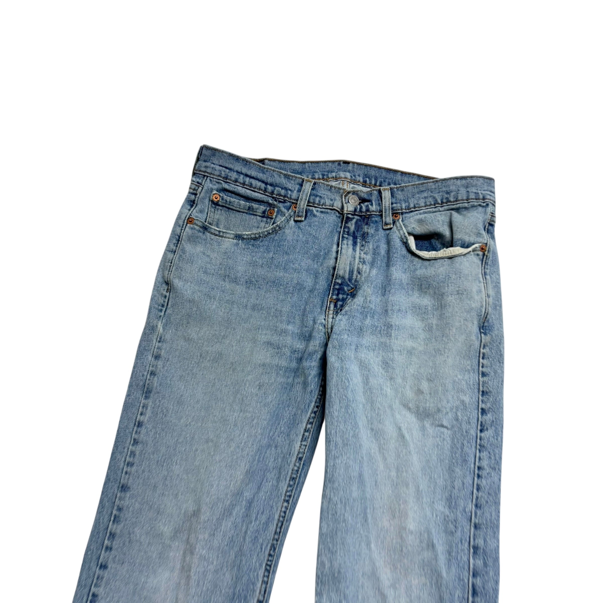 Levis 514 Jeans W32 L32 Mens Light Blue Regular Straight Fit Stretch Denim