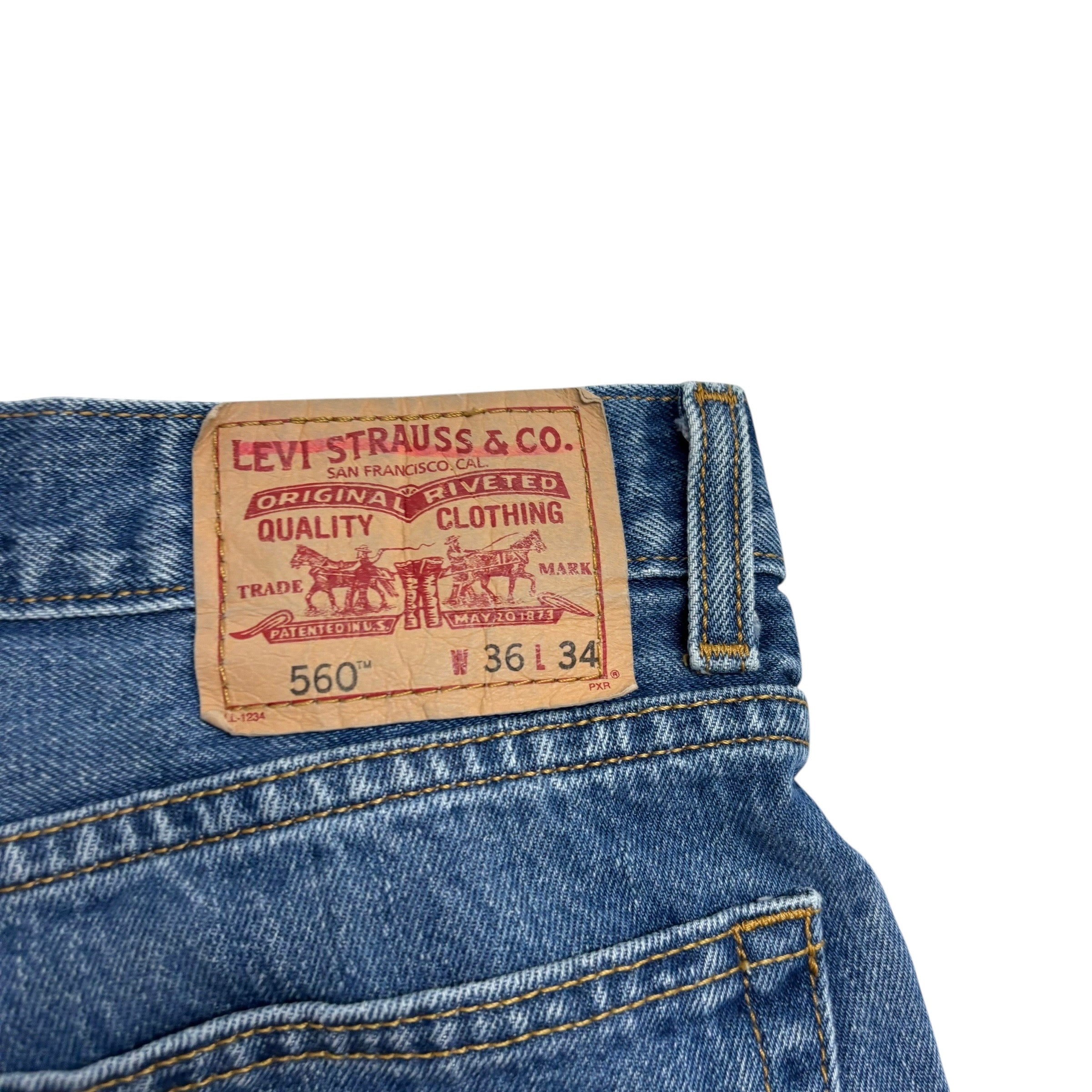 Levis 560 Jeans W36 L34 Mens Mid Blue Baggy Relaxed Comfort Vintage Denim