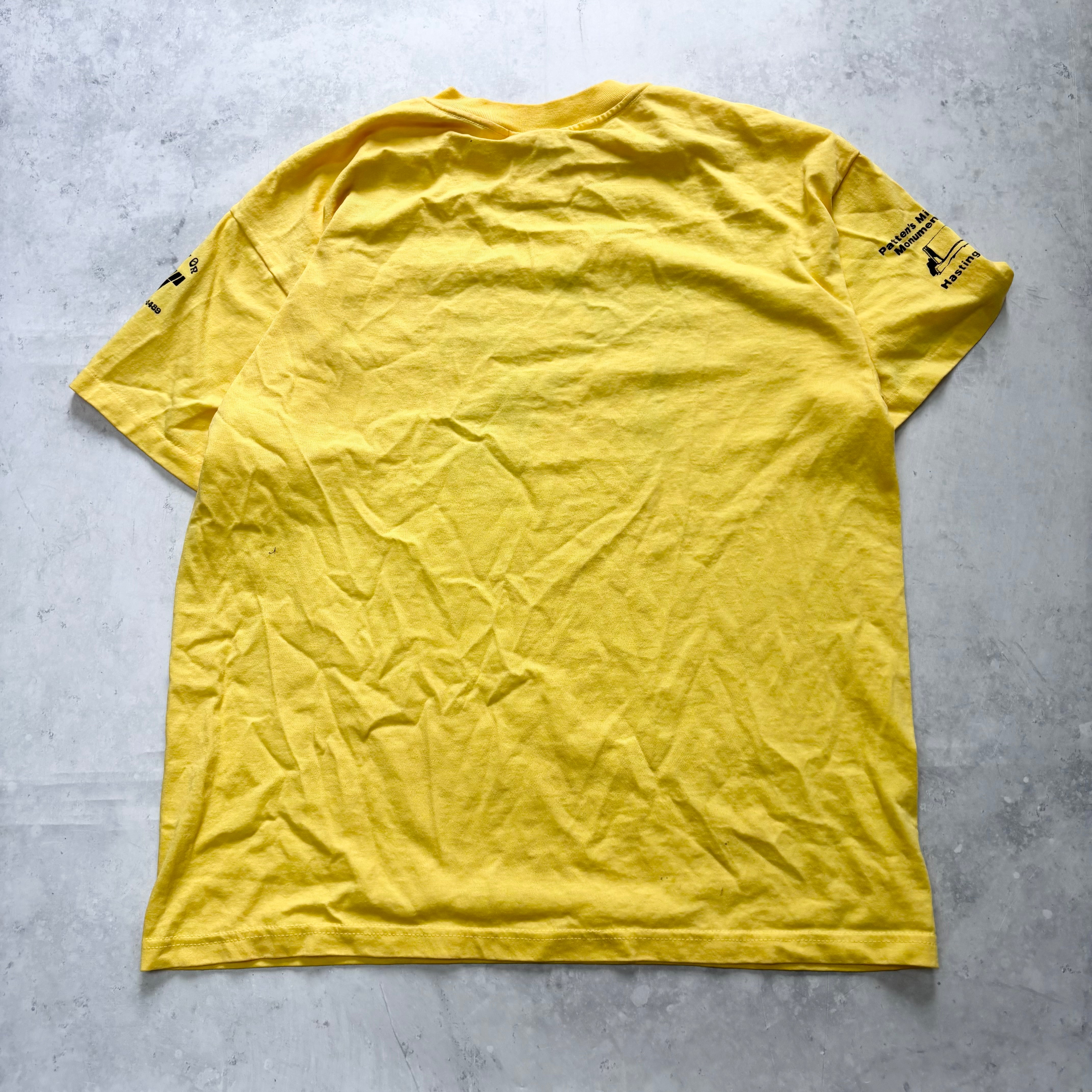 Vintage T Shirt Mens Large Yellow Single Stitch Graphic Print 90s USA Walk (E)