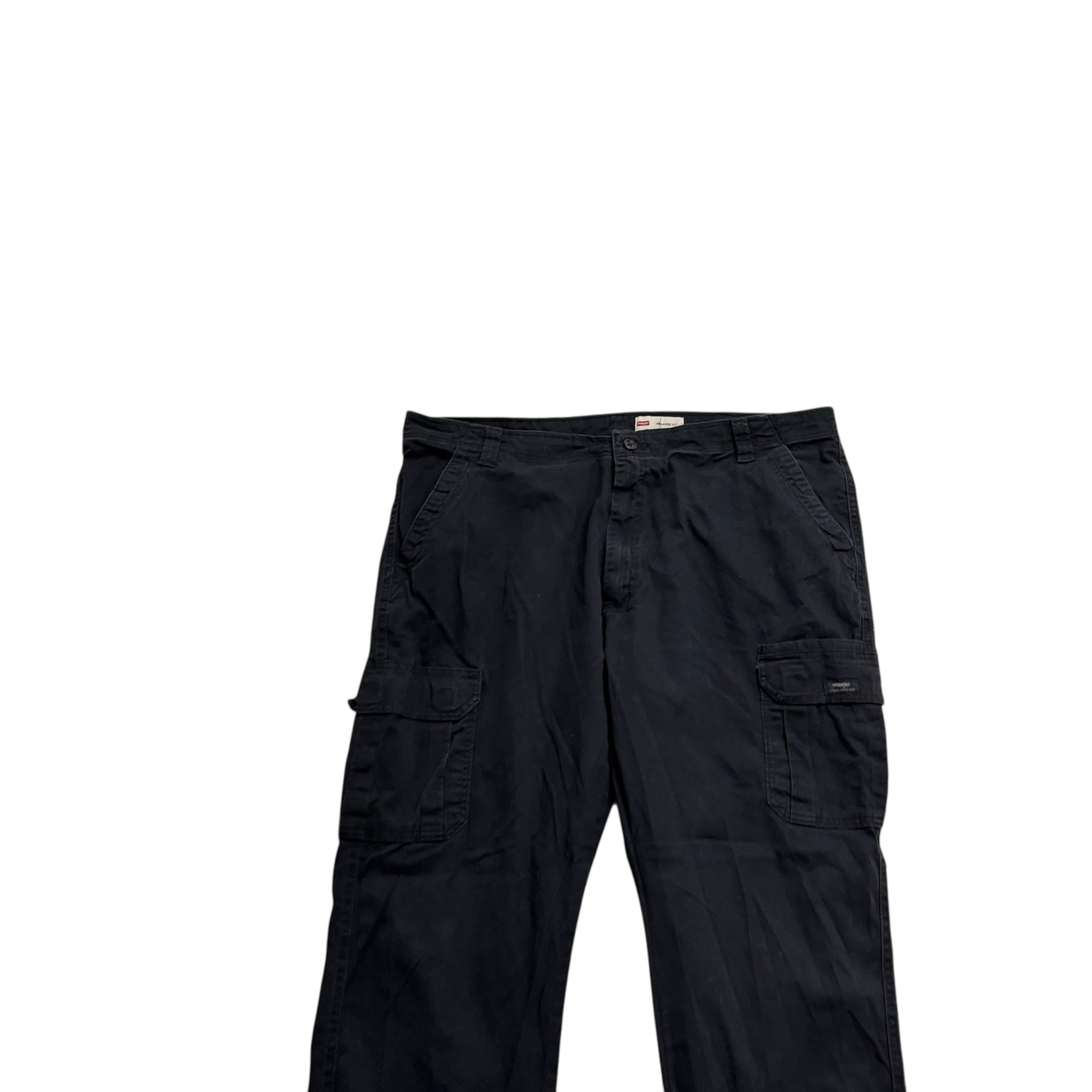 Wrangler Cargo Trousers W42 L30 Mens Black Relaxed Straight Fit Stretch Pants