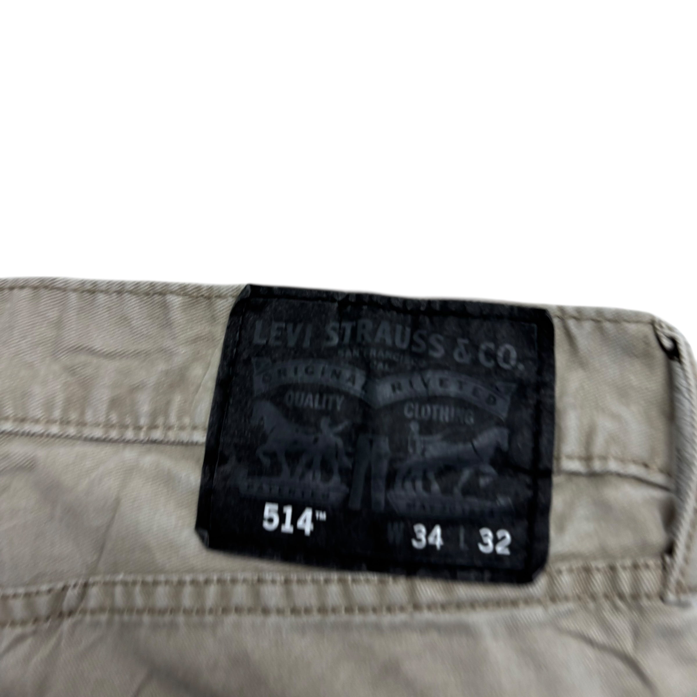 Levis 514 Trousers W34 L32 Mens Cream Regular Straight Fit Cotton Pants (E)