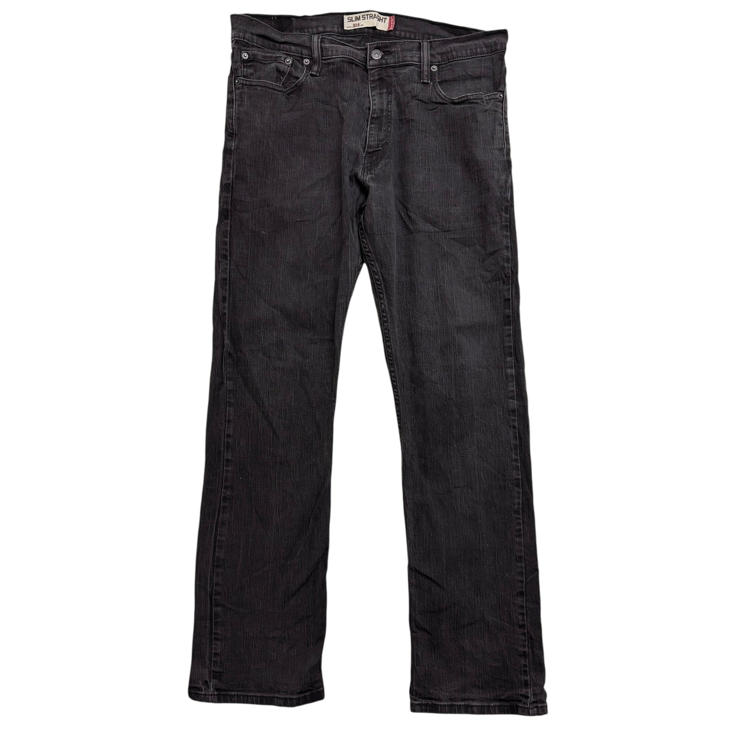 Levis 514 Jeans W36 L32 Mens Black Regular Straight Fit Stretch Denim