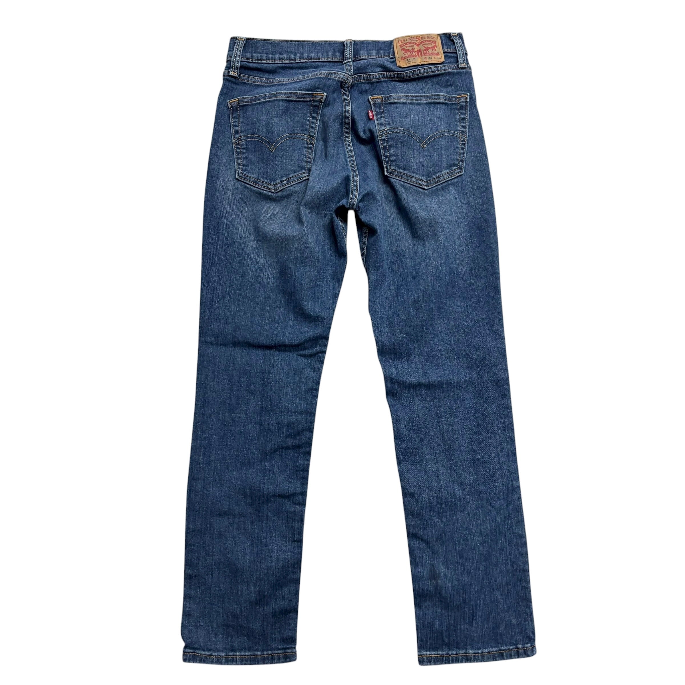 Levis 511 Jeans W30 L29 Mens Mid Blue Slim Fit Stretch Denim (E)