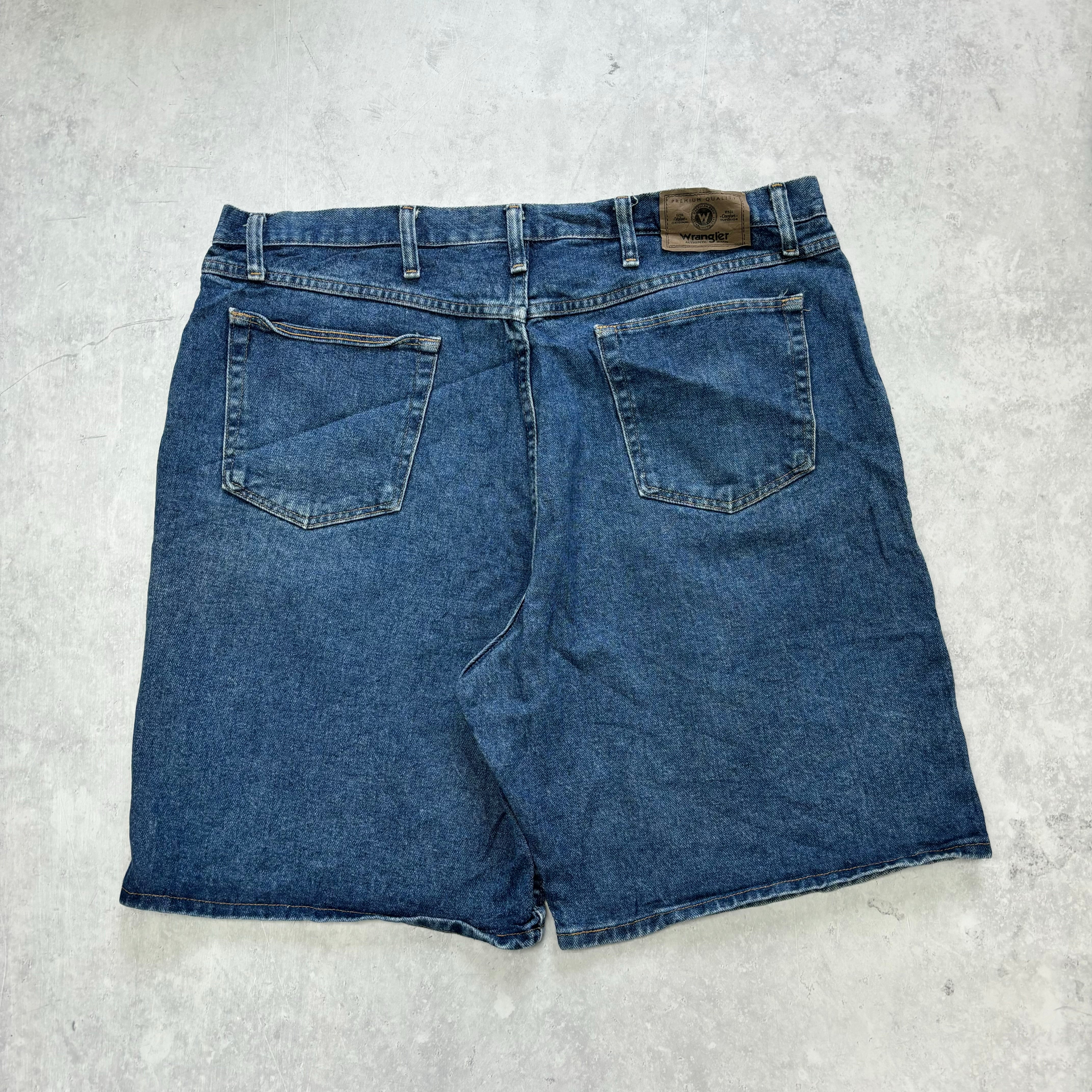 Vintage Wrangler Jorts W40 Mens Denim Shorts Mid Blue Baggy Relaxed Fit