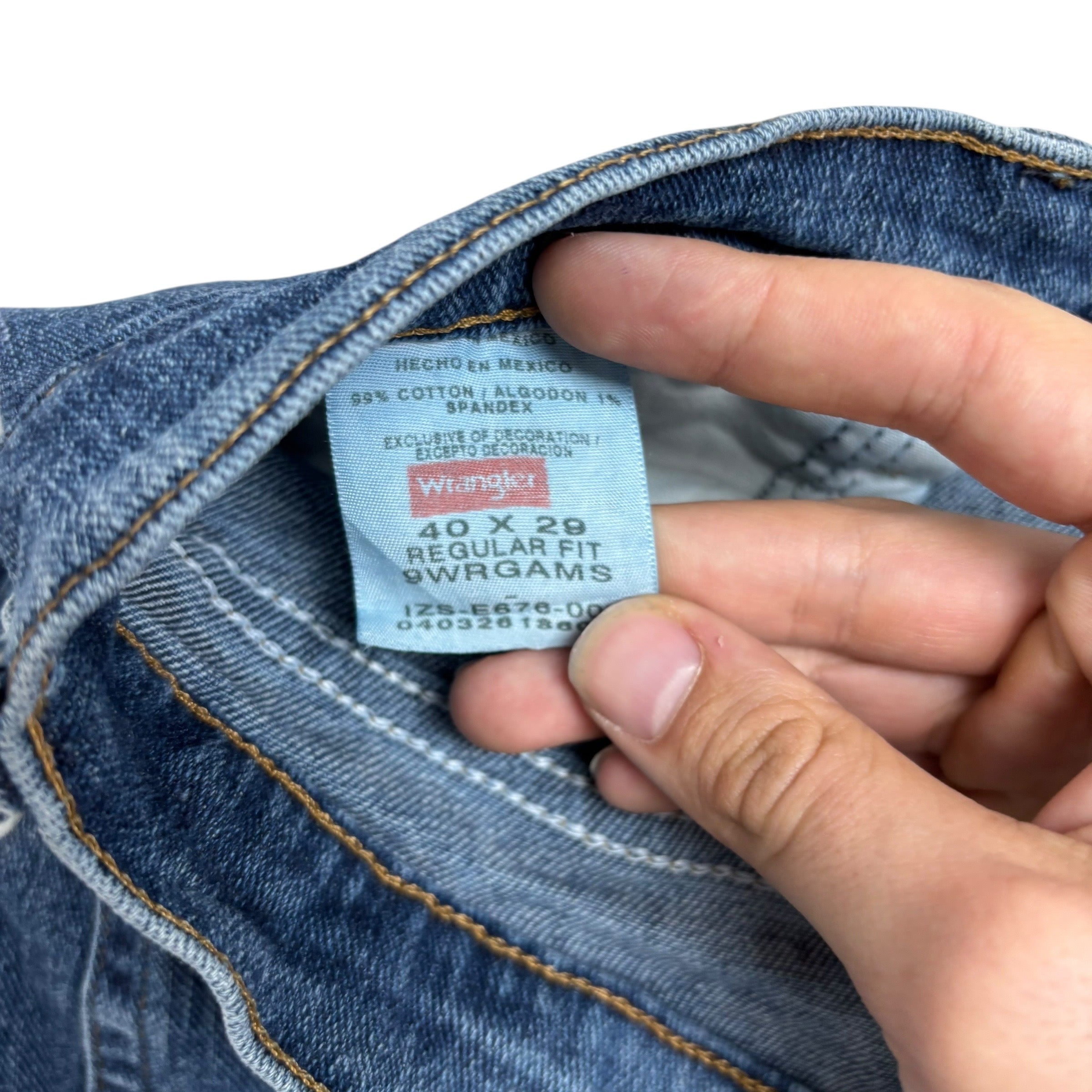 Wrangler Jeans W40 L26 Mens Mid Blue Regular Straight Fit Stretch Denim