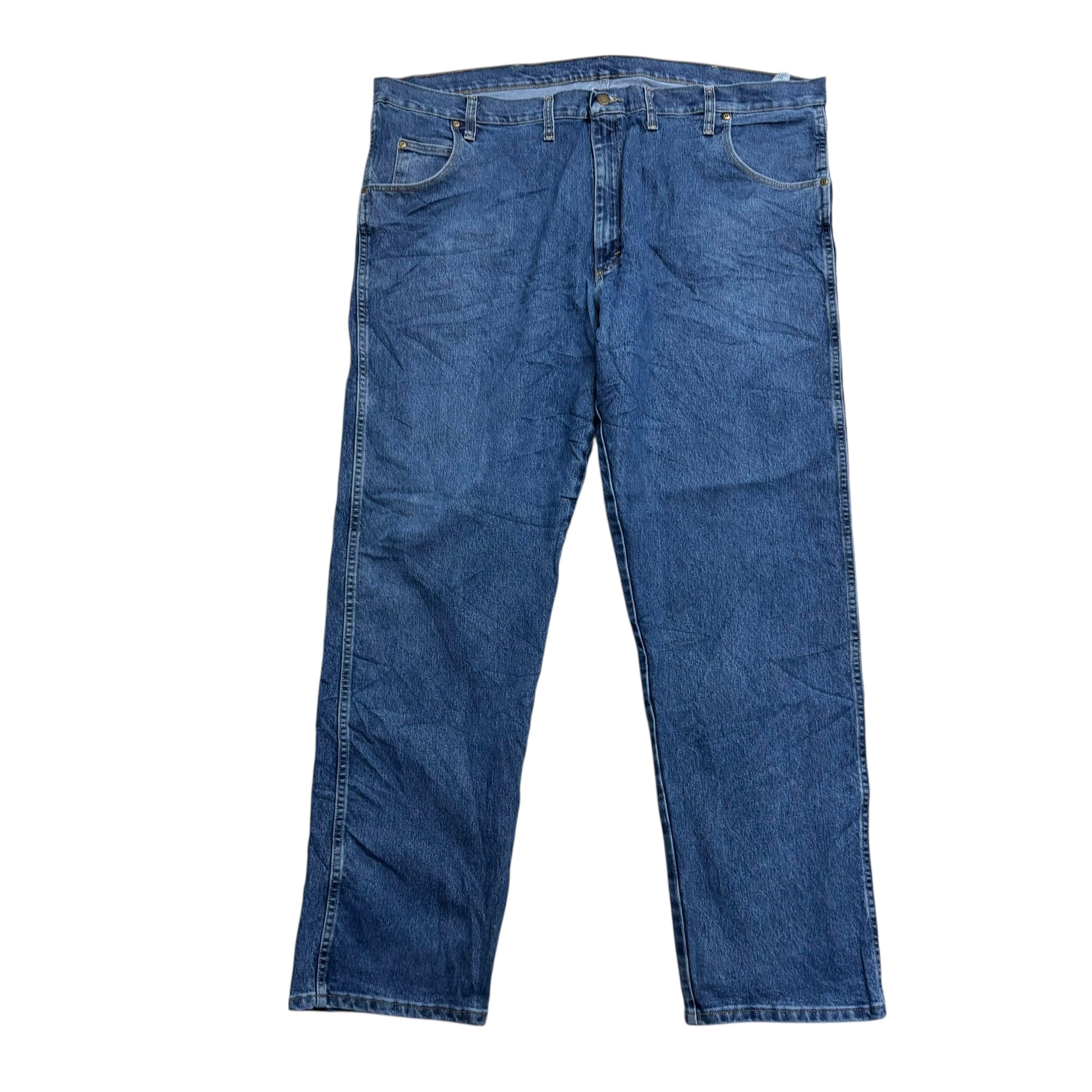 Wrangler Jeans W46 L34 Mens Mid Blue Regular Straight Fit Stretch Denim