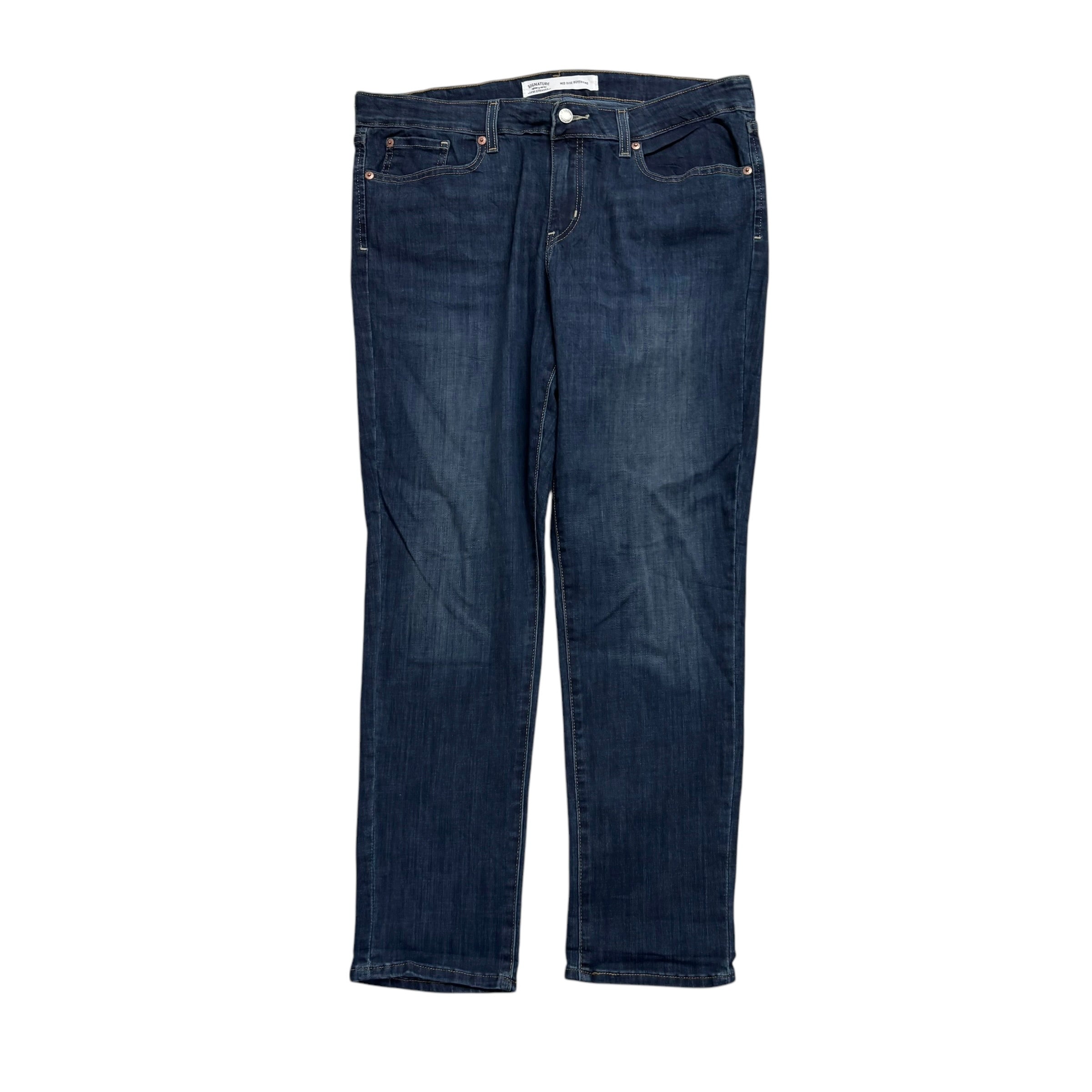 Levis Signature Jeans W34 L30 Womens Boyfriend Fit Dark Blue Stretch Denim (E)