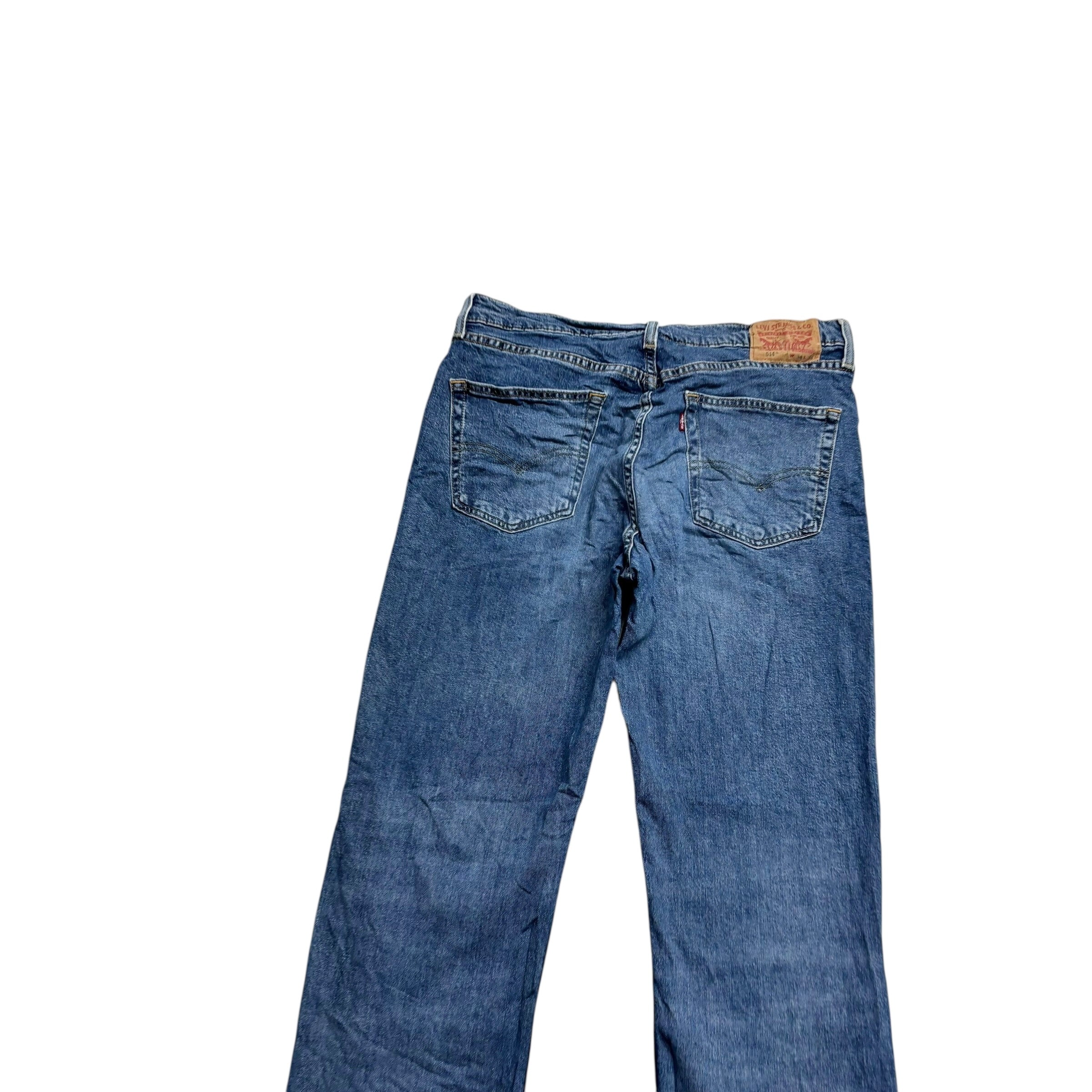 Levis 514 Jeans W34 L34 Mens Mid Blue Regular Straight Fit Stretch Denim (E)