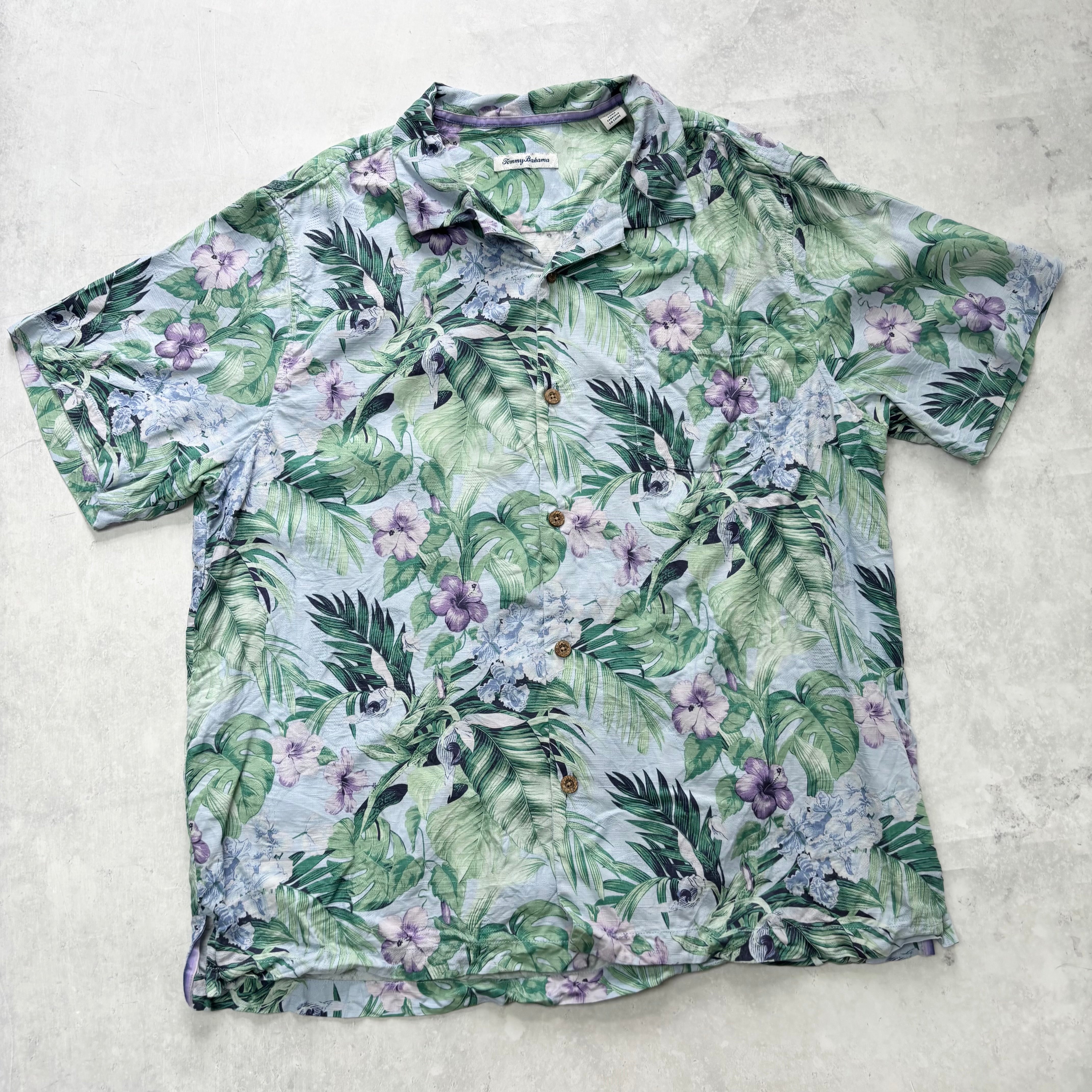 Tommy Bahama Hawaiian Shirt Mens XL Multi Floral Aloha Short Sleeve Silk