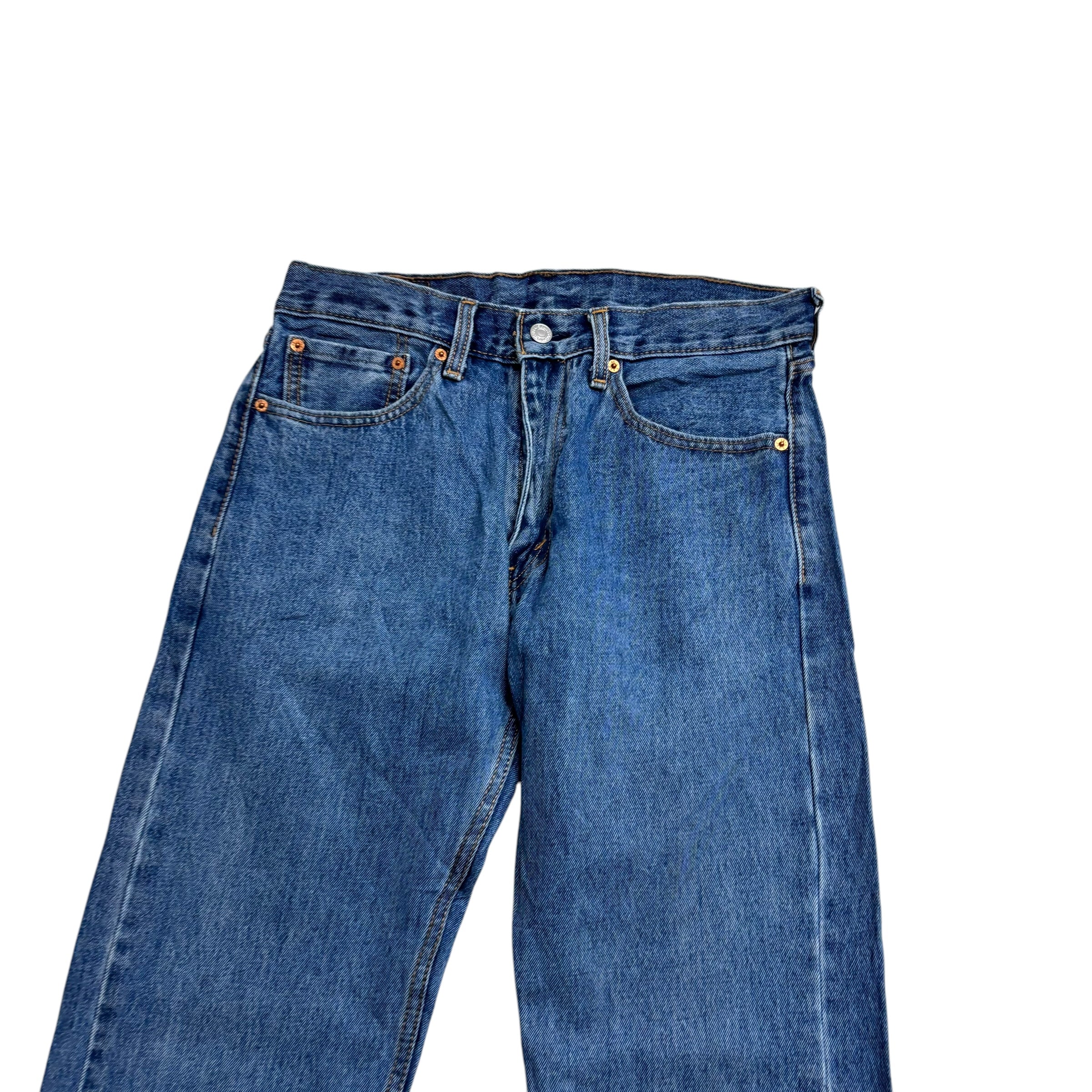 Levis 505 Jeans W32 L34 Mens Mid Blue Regular Straight Fit Denim