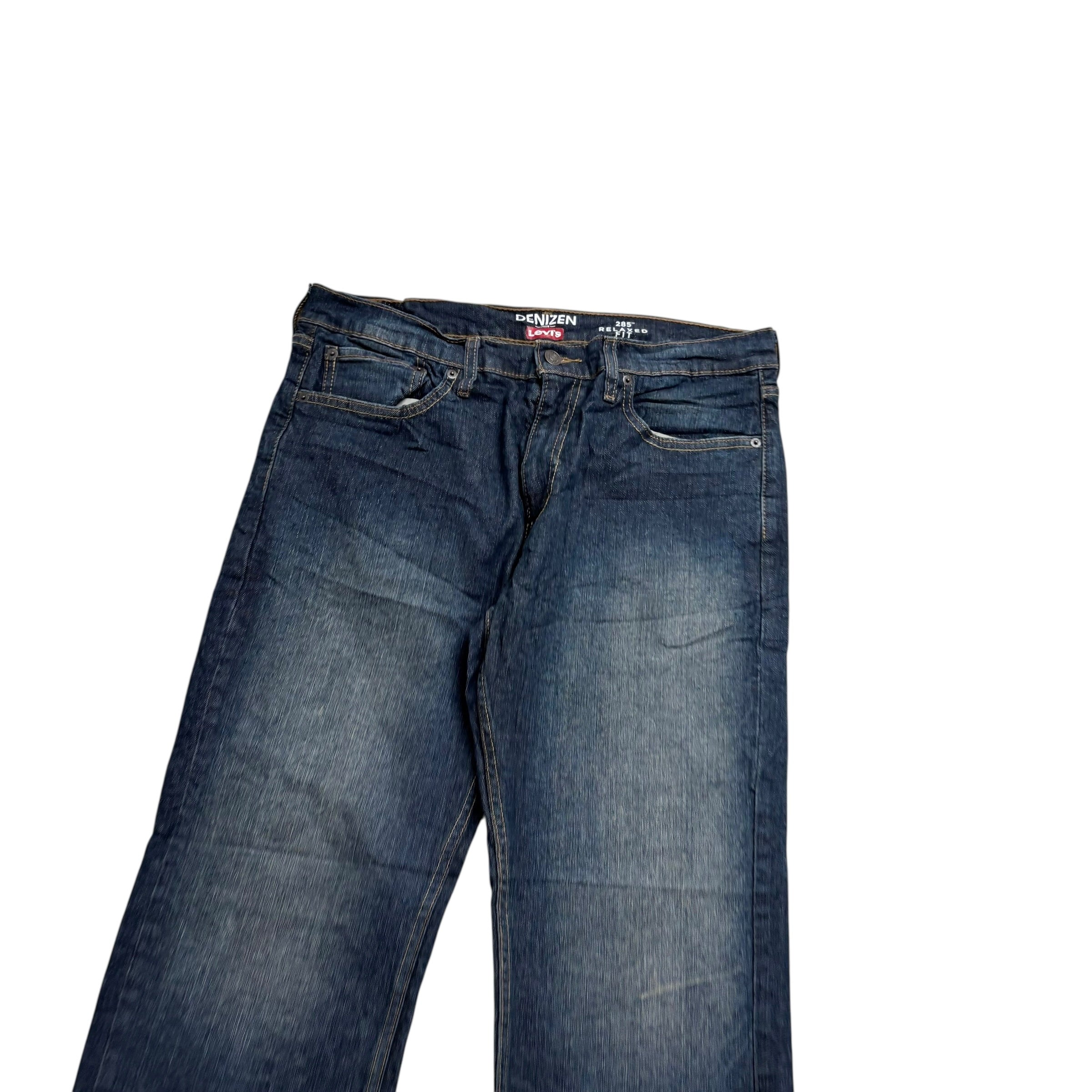 Levis Denizen Jeans W34 L30 Mens Dark Blue Relaxed Straight Stretch Denim (E)