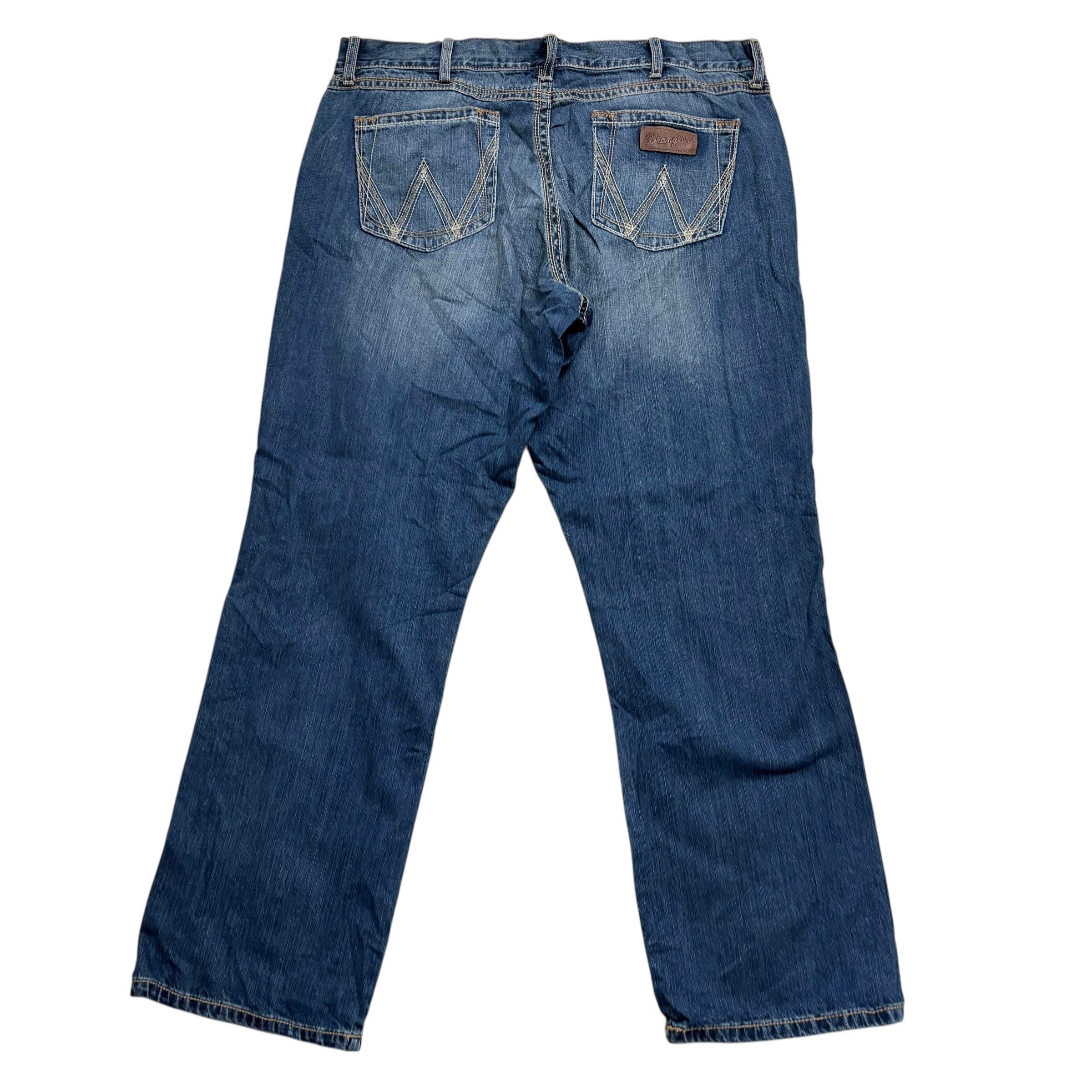 Wrangler Jeans W40 L34 Mens Mid Blue Relaxed Bootcut Fit Denim (E)