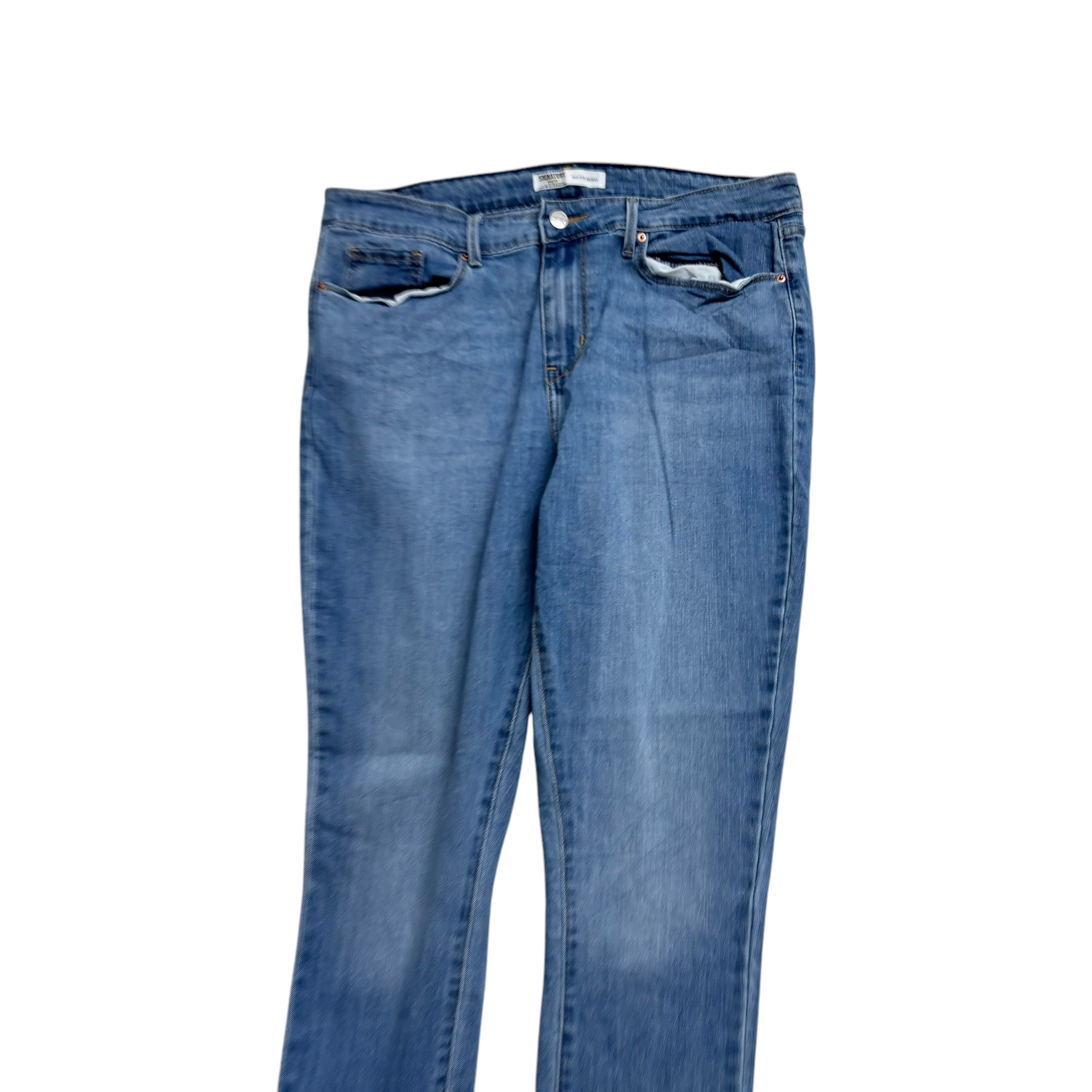 Levis Signature Jeans W33 L32 Womens Skinny Fit Light Blue Stretch Denim (E)