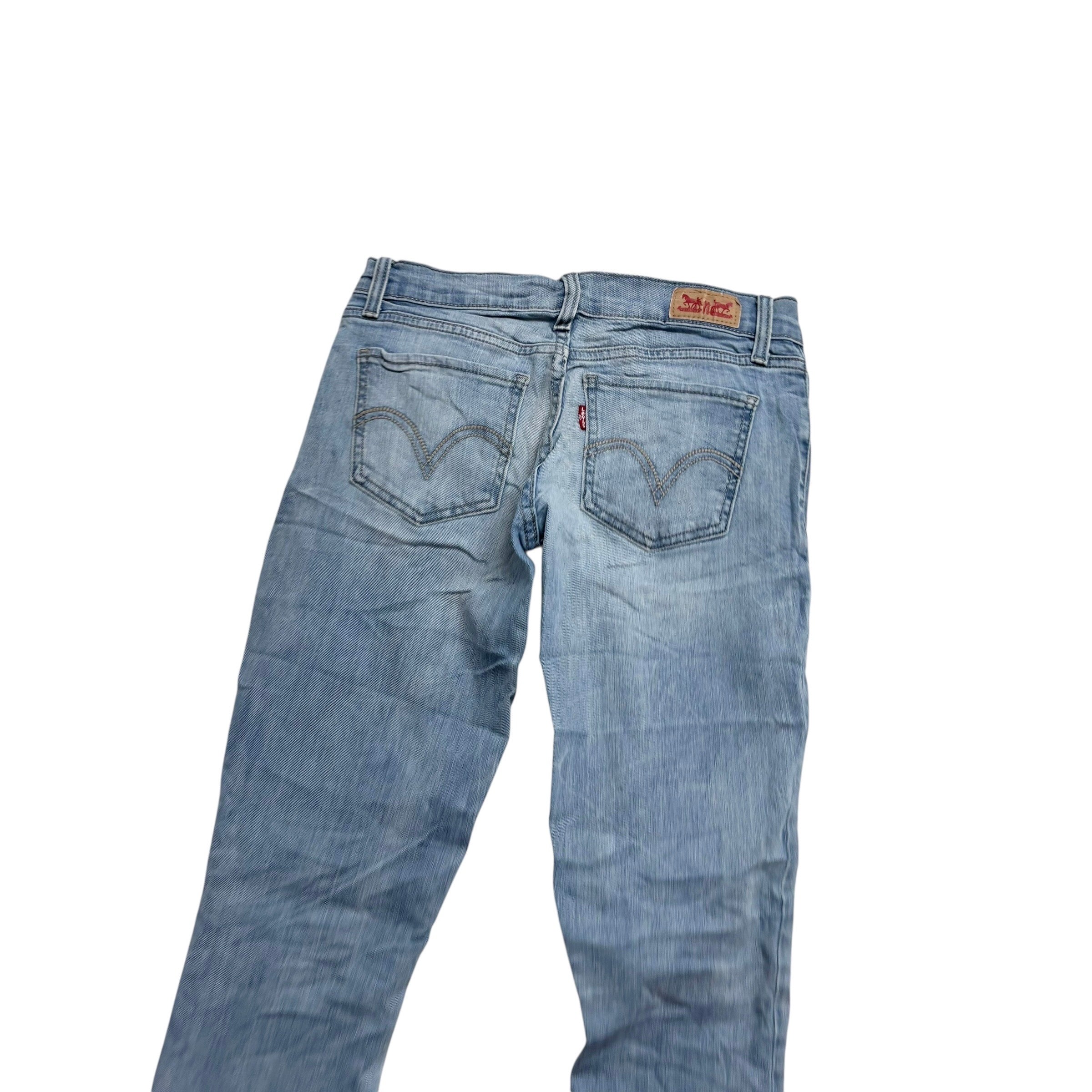 Levis 524 Jeans W27 L32 Womens Skinny Fit Light Blue Stretch Denim (E)