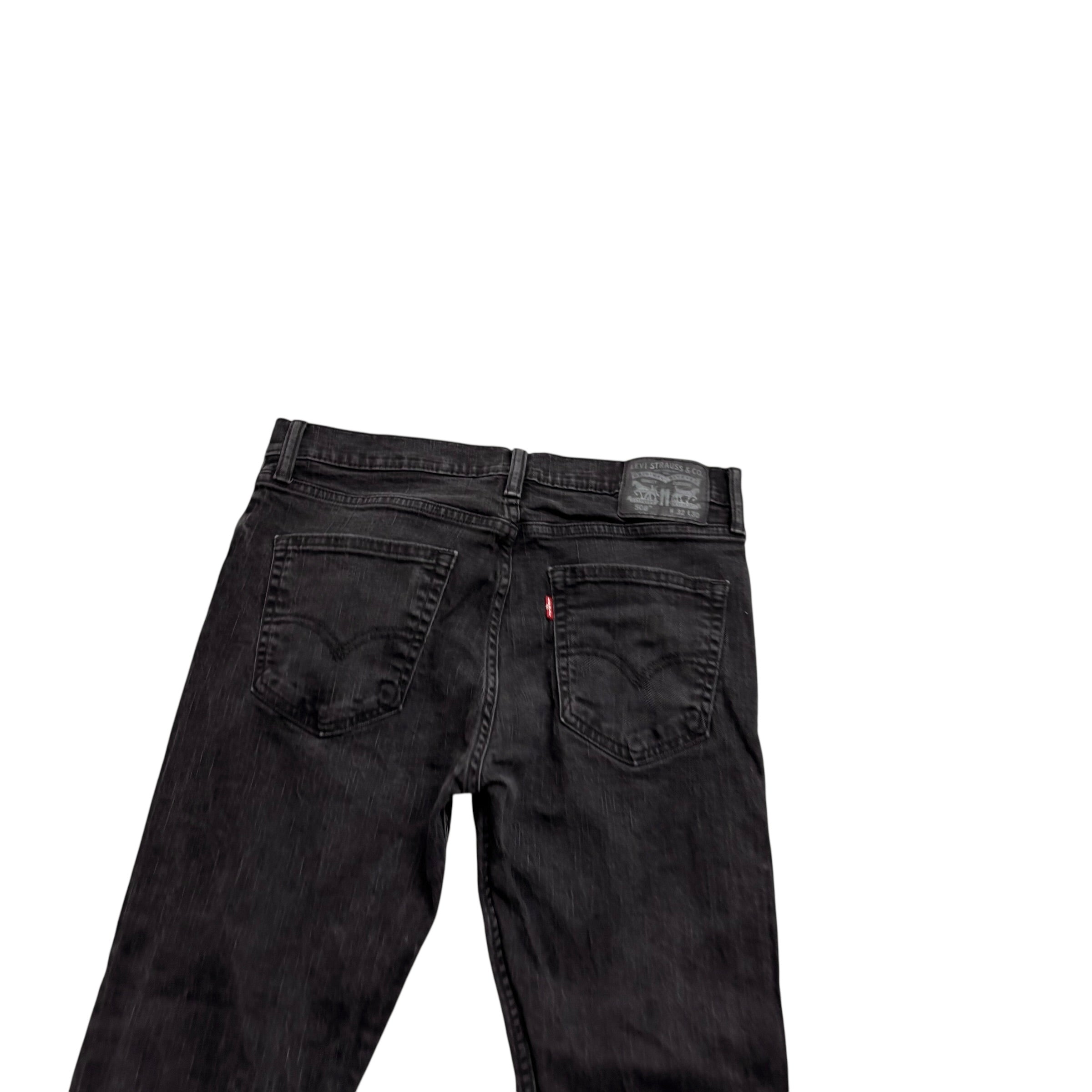 Levis 508 Jeans W32 L30 Mens Black Regular Tapered Fit Stretch Vintage Denim (E)