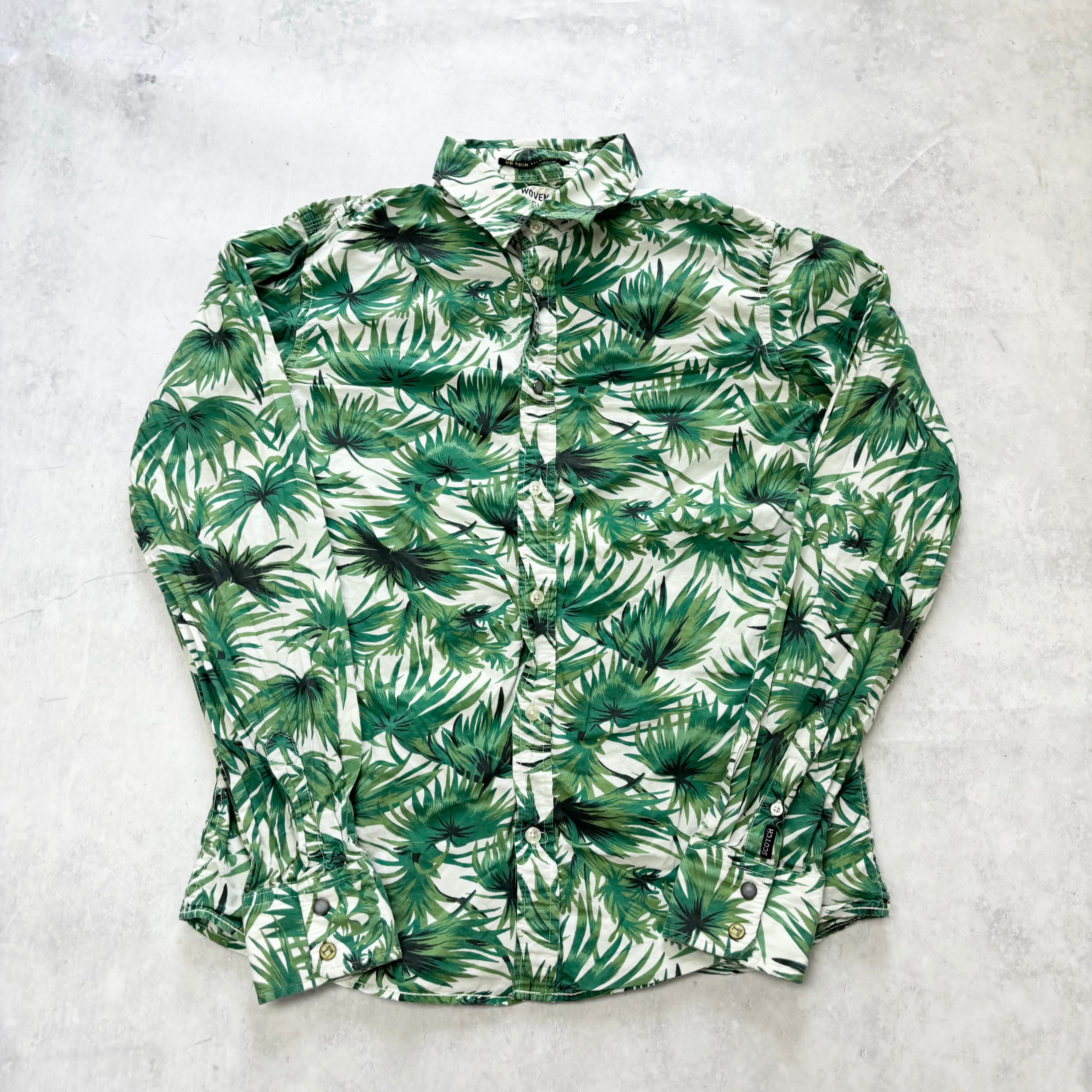 Scotch & Soda Shirt Womens Medium Green Floral Long Sleeve Cotton (E)