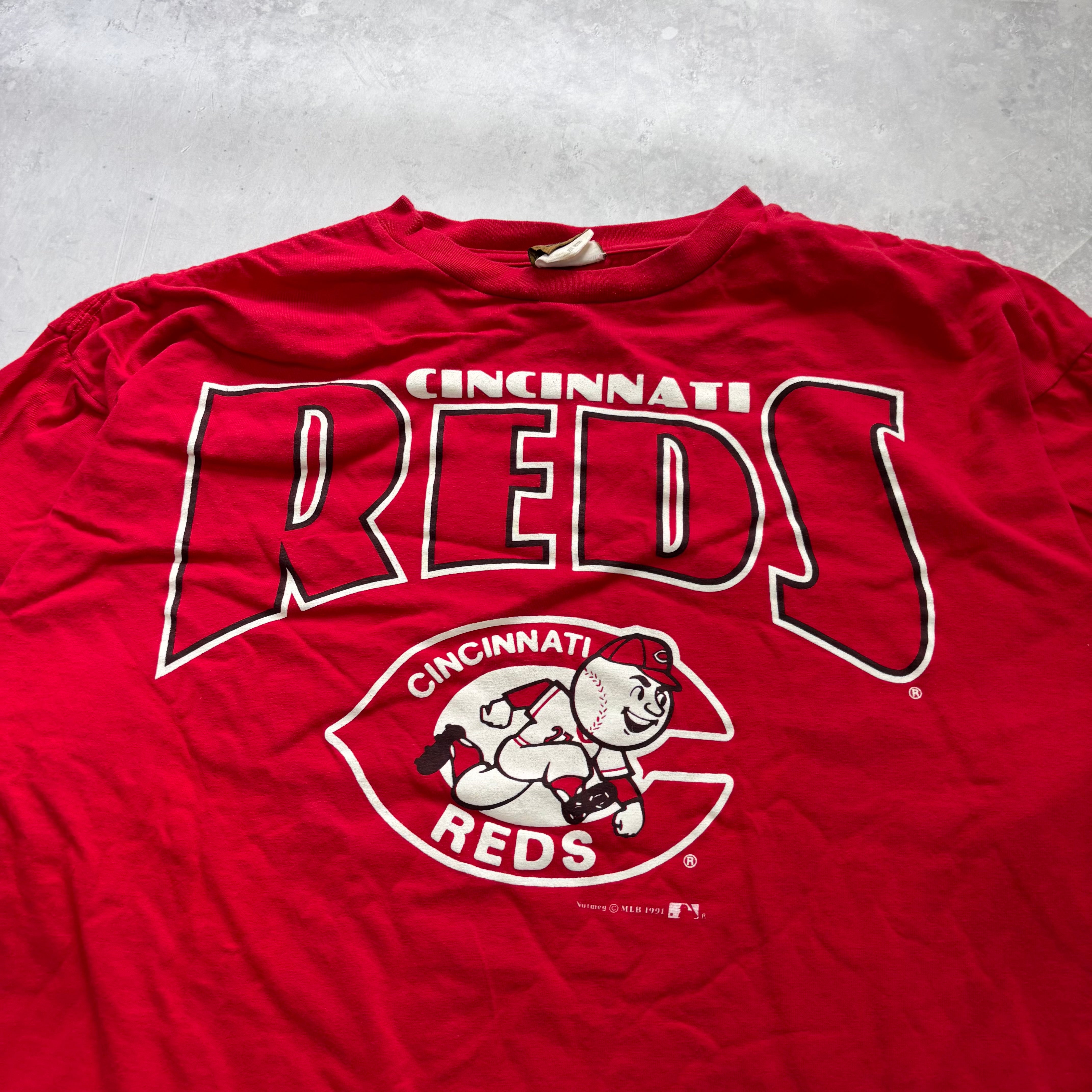 Vintage T Shirt Mens XL Red Single Stitch Graphic Print 90s Baseball MLB (E)