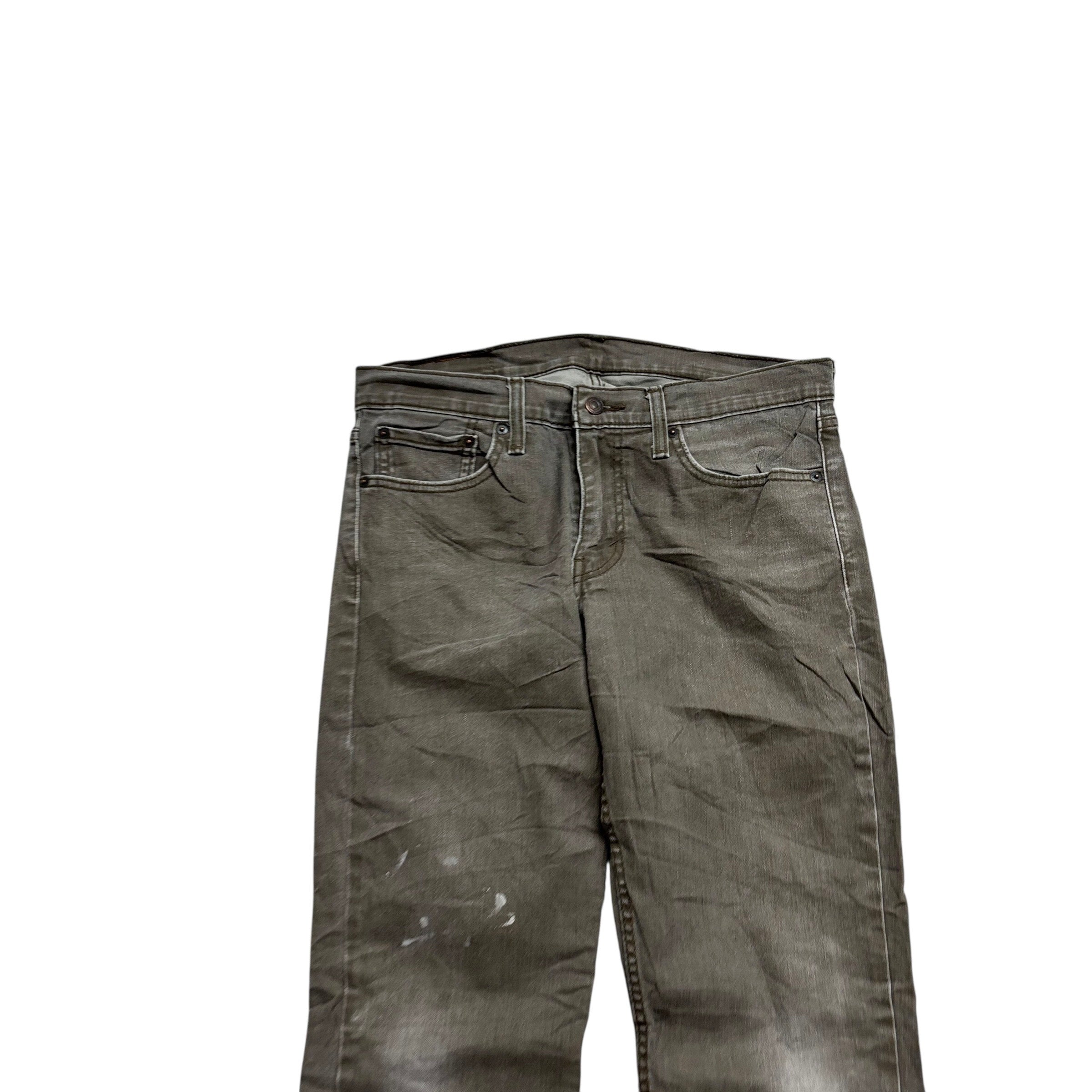 Levis 511 Jeans W32 L34 Mens Olive Green Slim Fit Stretch Waxed Denim (F)