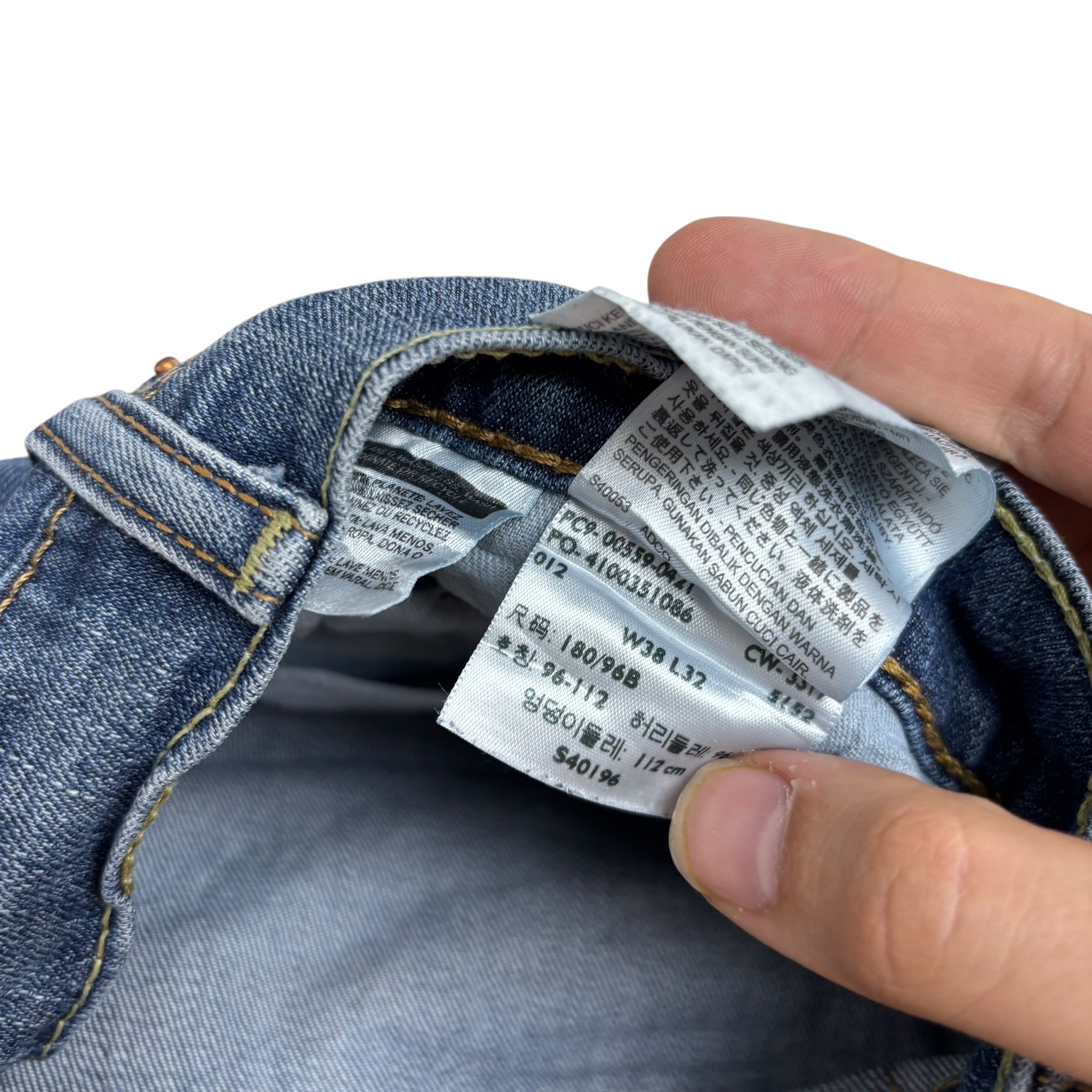 Levis 559 Jeans W38 L32 Mens Mid Blue Baggy Relaxed Straight Fit Stretch Denim