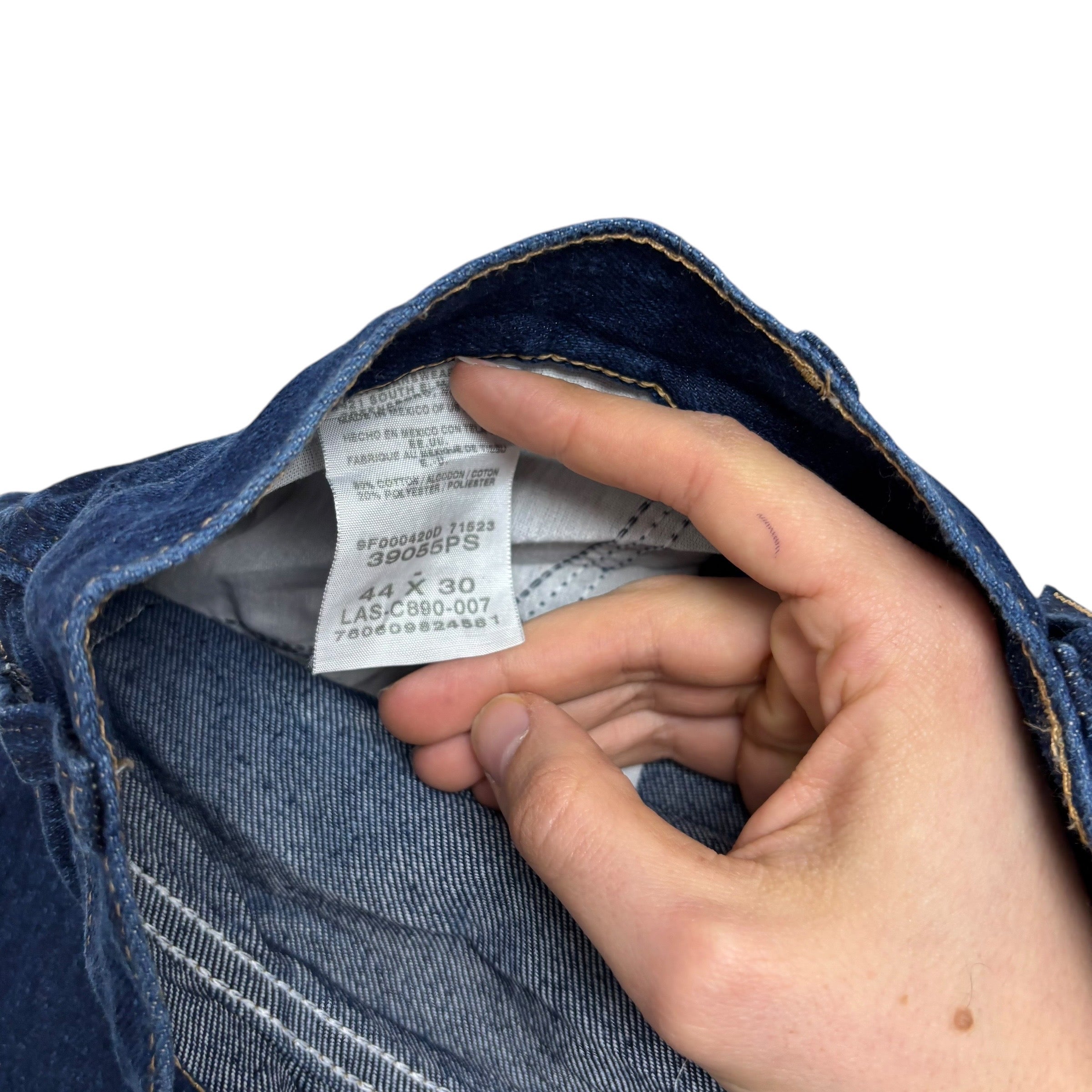 Wrangler Jeans W42 L30 Mens Dark Blue Relaxed Straight Fit Vintage Denim (E).