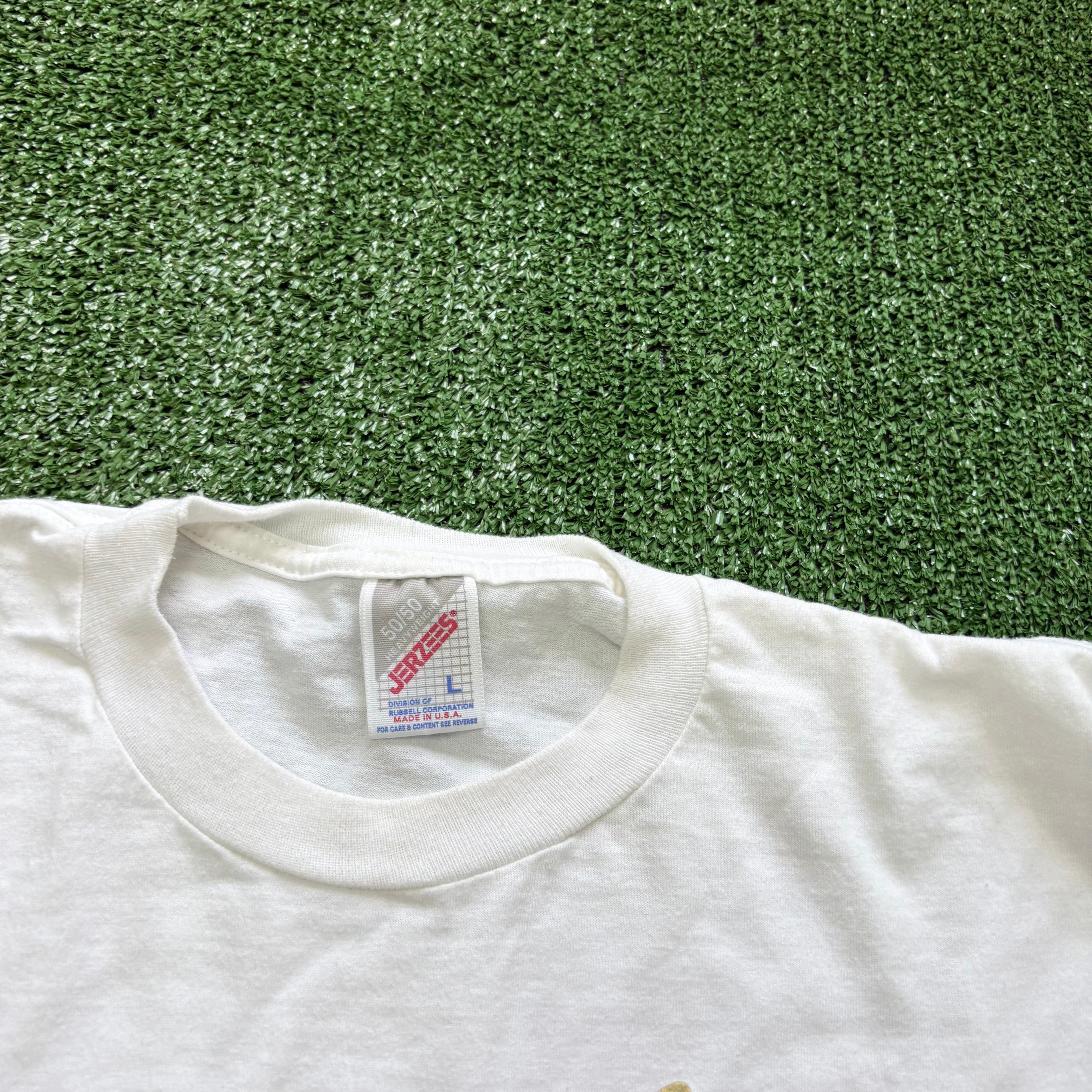 Vintage T Shirt Mens Large White Graphic Print 90s USA Vegas