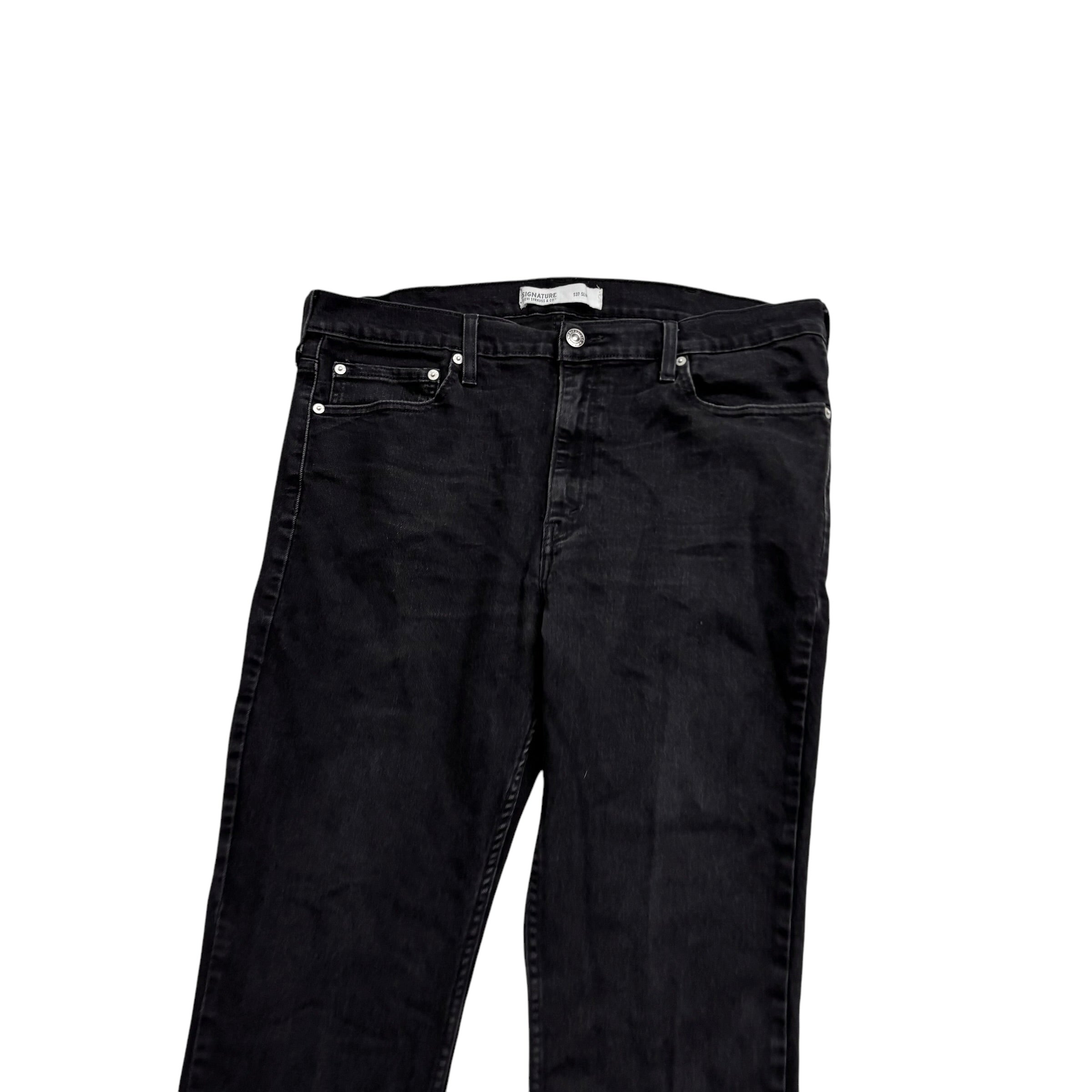 Levis Signature Jeans W38 L30 Mens Black Slim Fit Stretch Denim (E)