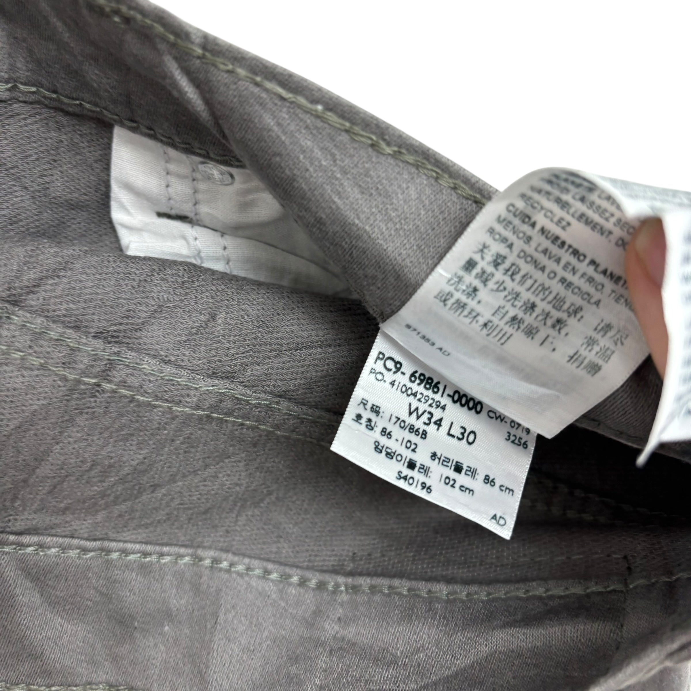 Levis Denizen Jeans W34 L30 Mens Grey Skinny Fit Stretch Denim (E)