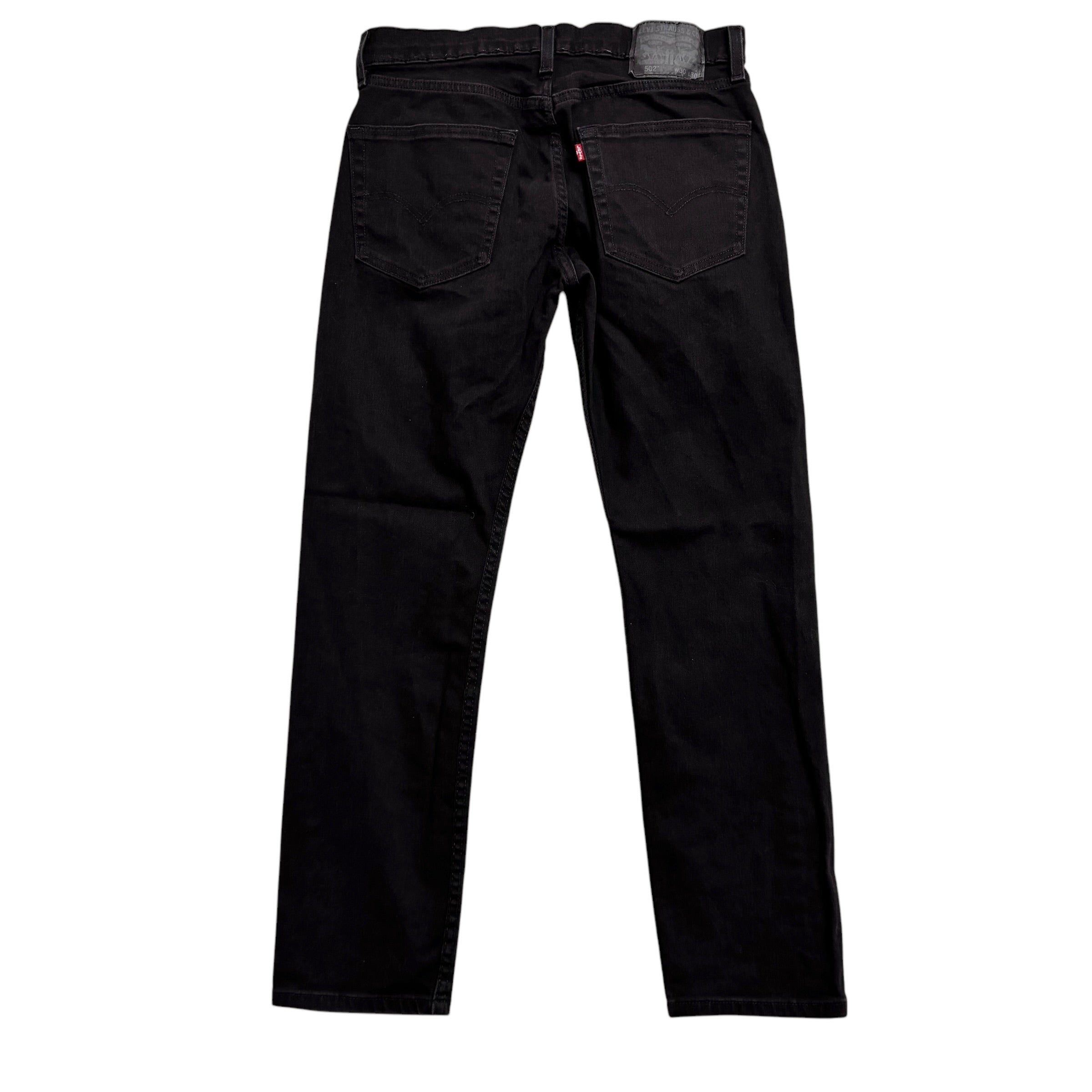 Levis 502 Jeans W30 L29 Mens Black Regular Tapered Fit Stretch Denim (E)