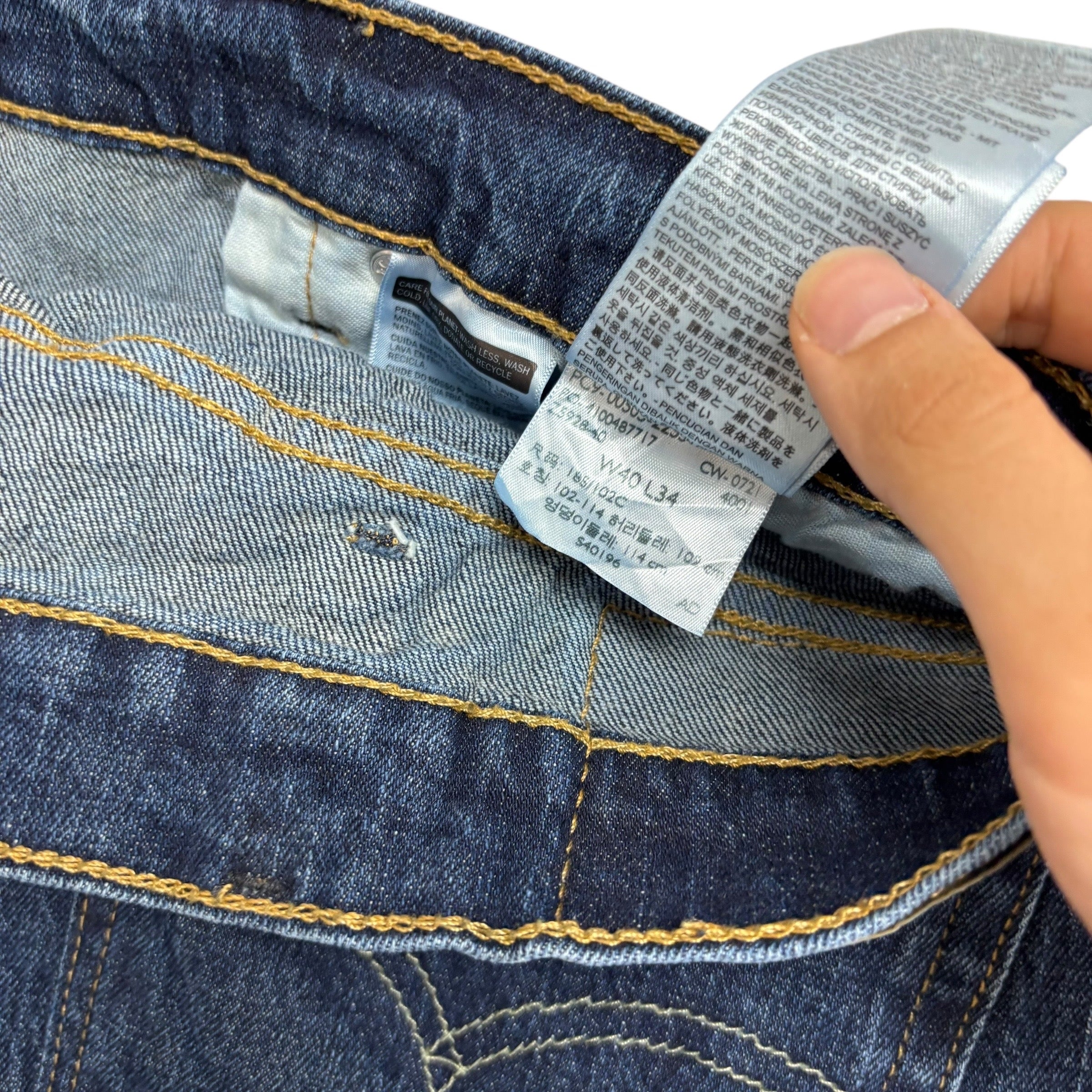 Levis 505 Jeans W40 L34 Mens Dark Blue Regular Straight Fit Stretch Denim (E)