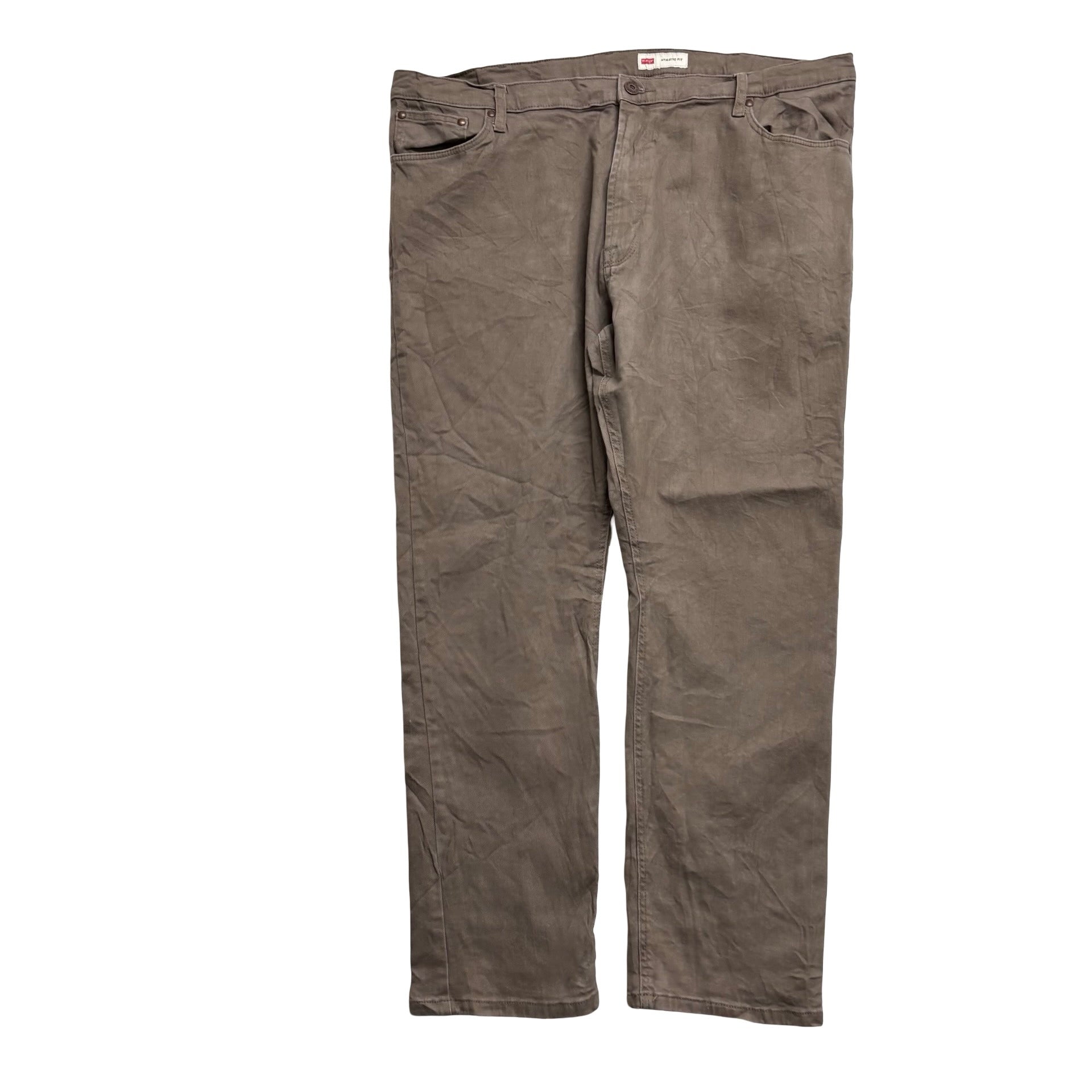 Wrangler Jeans W42 L30 Mens Brown Athletic Tapered Fit Stretch Denim (E)