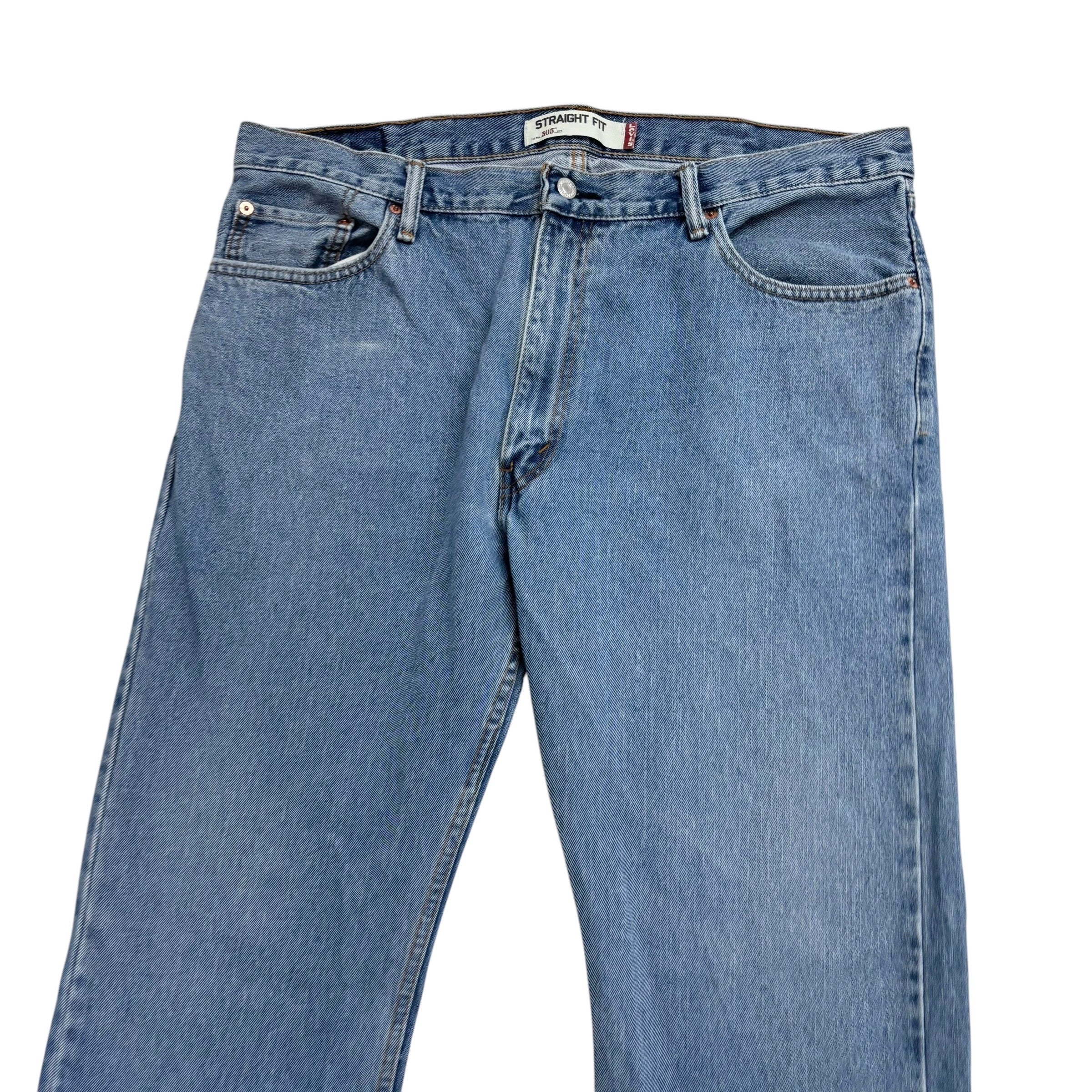 Levis 505 Jeans W40 L32 Mens Light Blue Regular Straight Fit Vintage Denim (E)