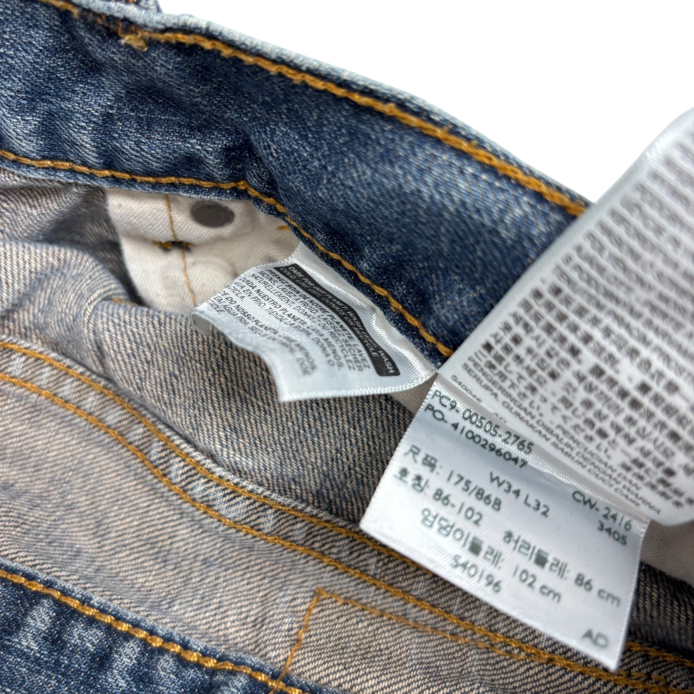 Levis 505 Jeans W34 L31 Mens Mid Blue Regular Straight Fit Denim