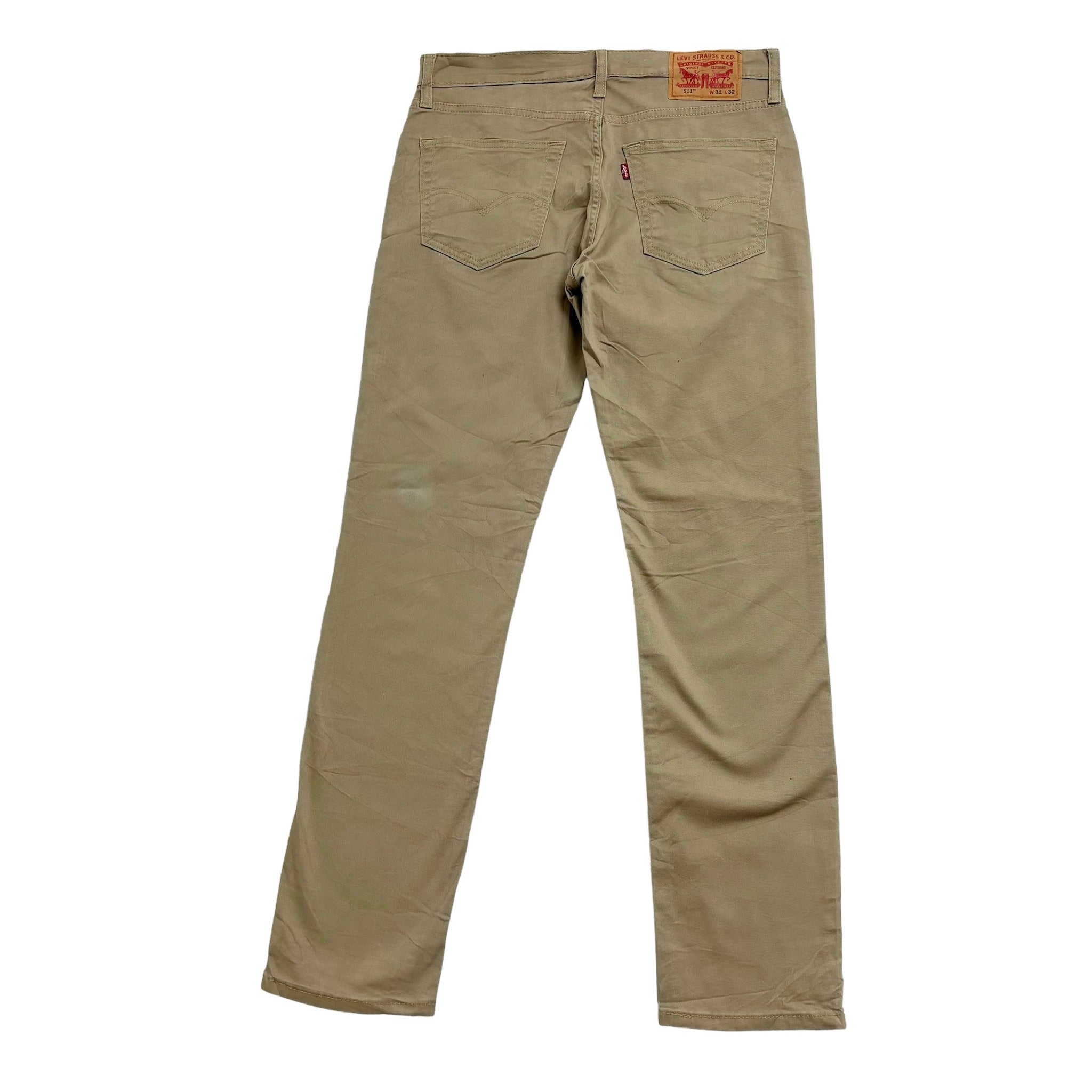 Levis 511 Trousers W31 L32 Mens Beige Tan Slim Fit Stretch Cotton Pants