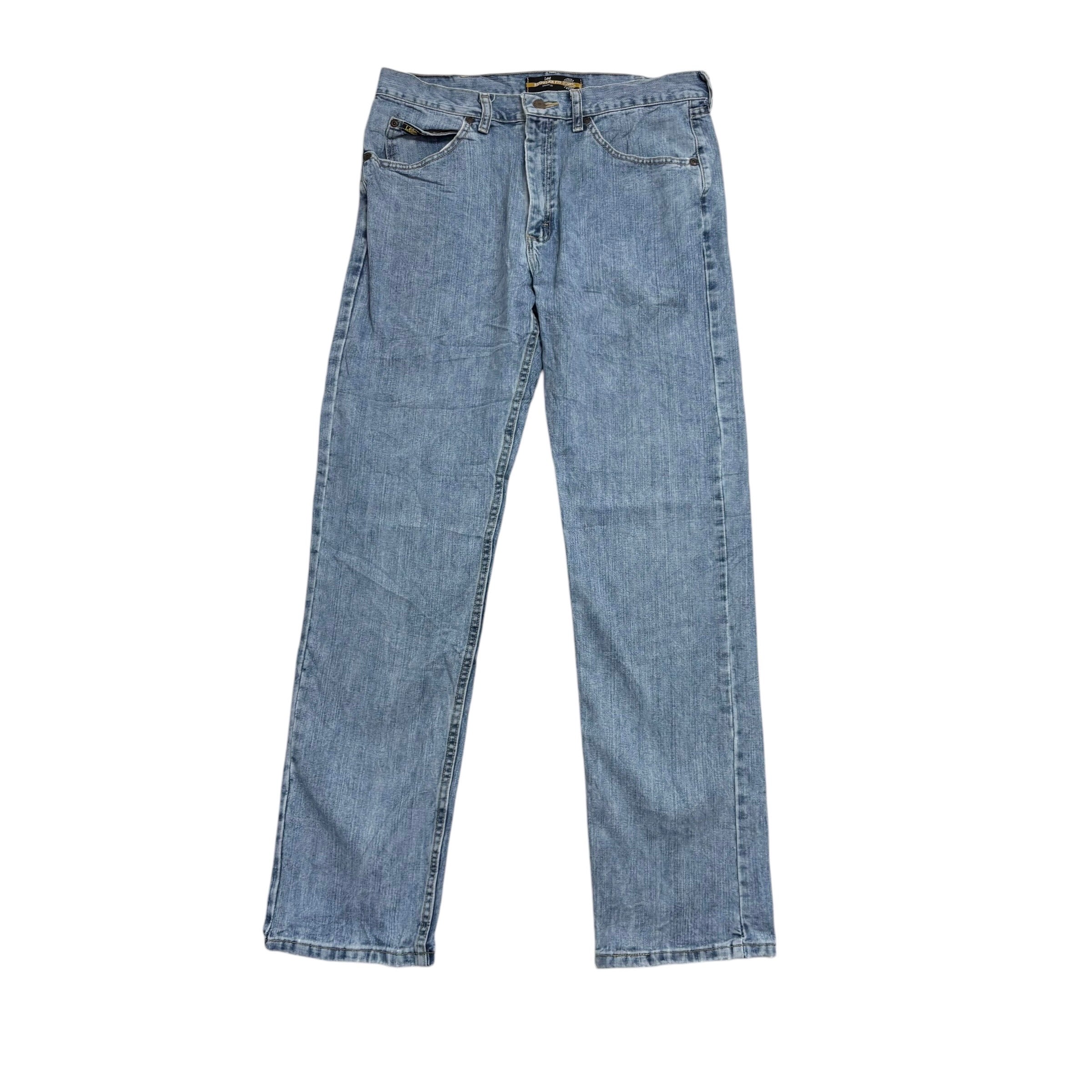 Lee Jeans W34 L34 Mens Light Blue Regular Straight Fit Vintage Denim (E)