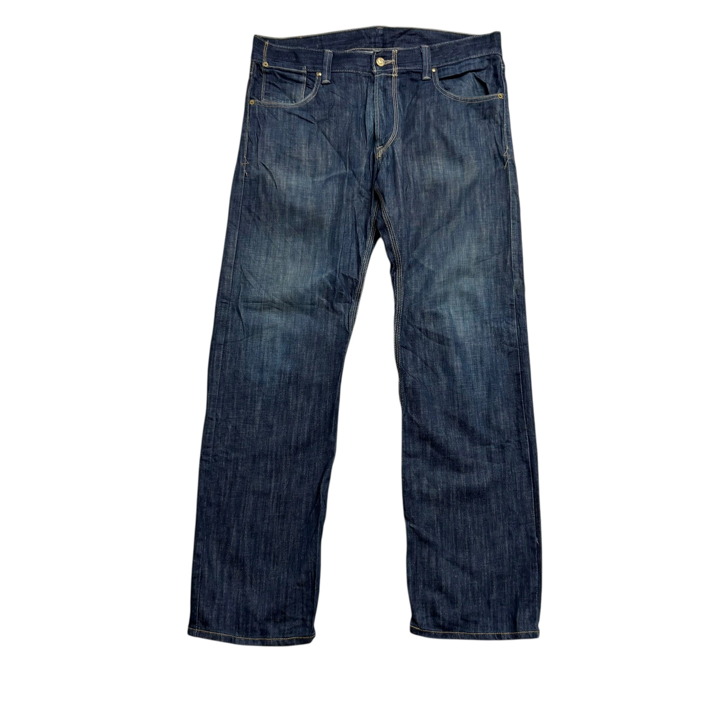 Levis 514 Jeans W36 L32 Mens Dark Blue Regular Straight Fit Vintage Denim (E)