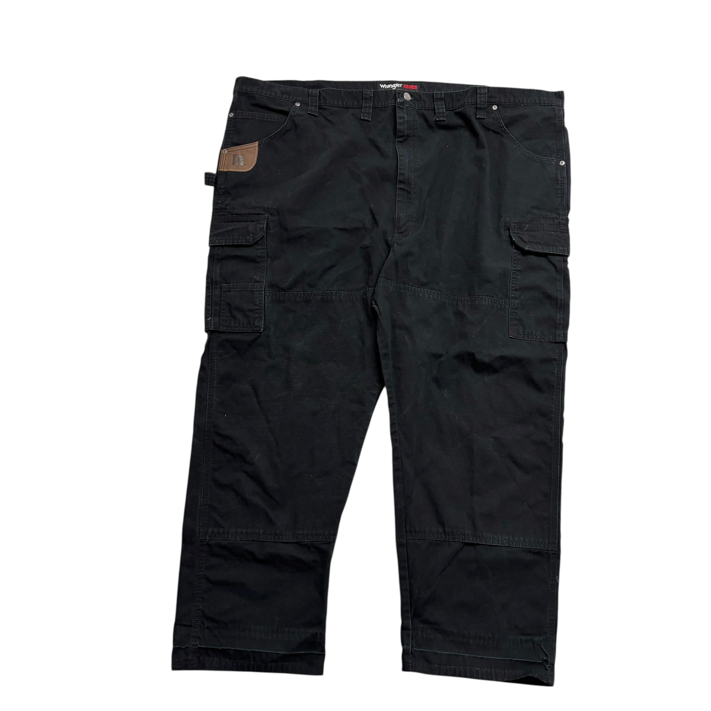 Wrangler Cargo Pants W52 L30 Mens Black Relaxed Straight Fit Trousers